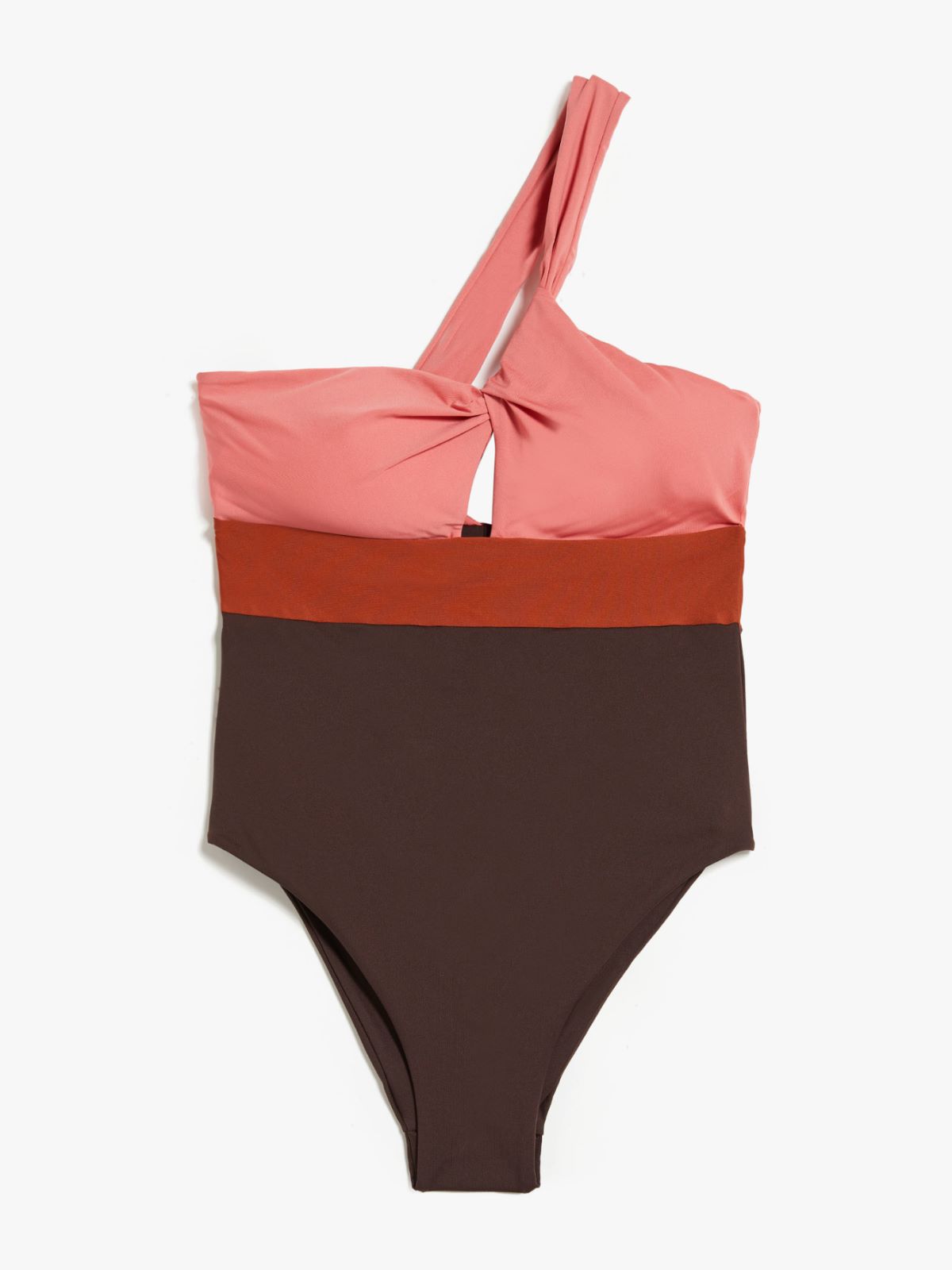 Jersey one-piece one-shoulder swimsuit