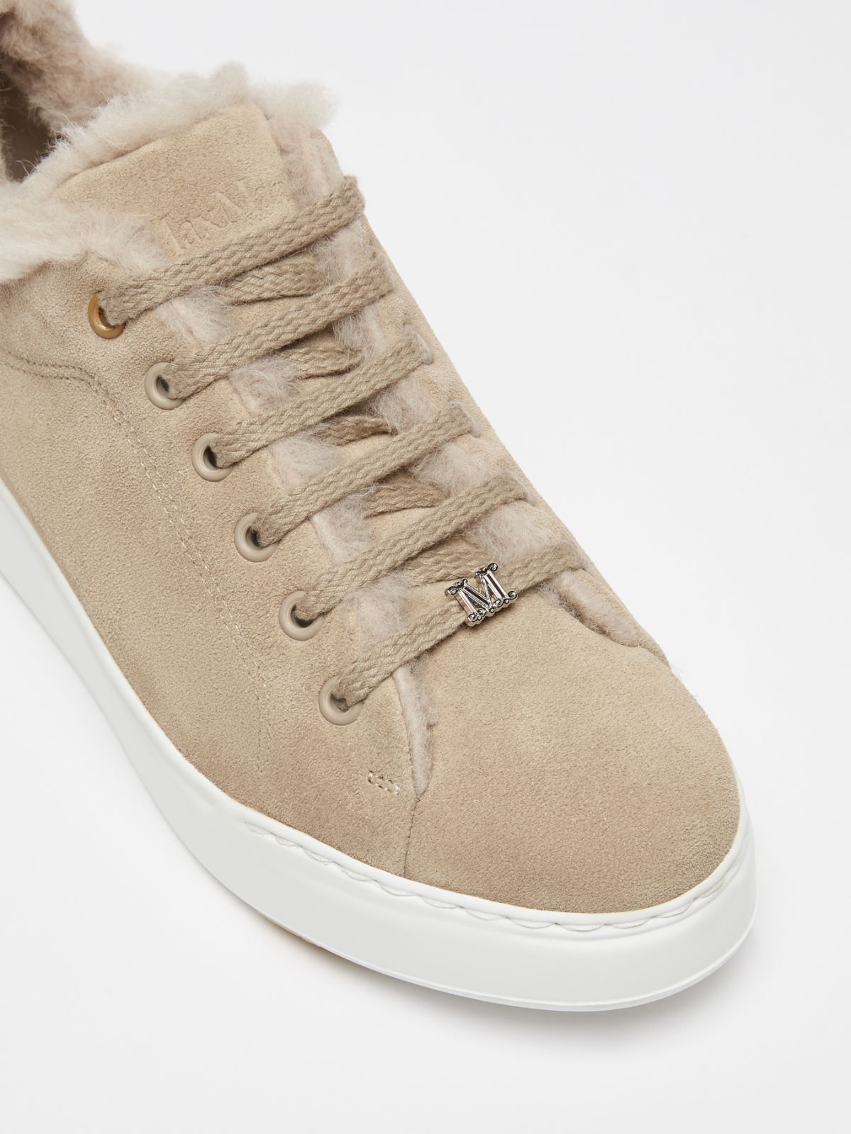 Sneakers in suede and wool and alpaca Teddy fabric