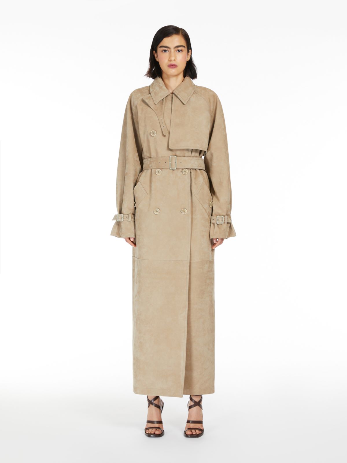 Nubuck oversized trench coat