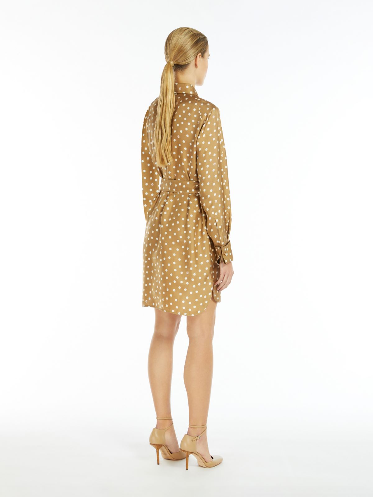 Printed silk shirt dress