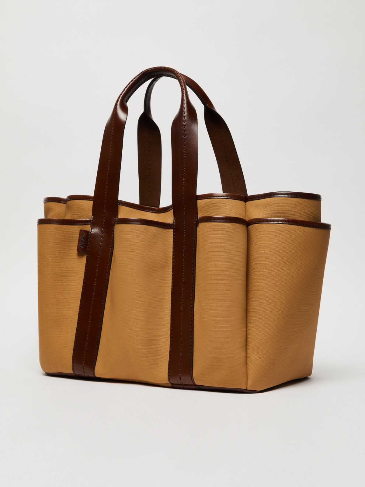 Canvas and leather Giardiniera tote bag