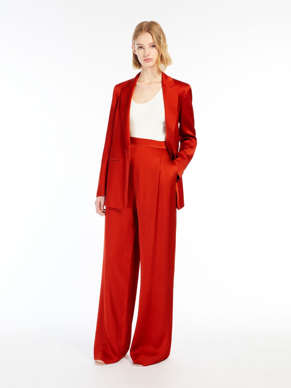 Reverse satin wide trousers