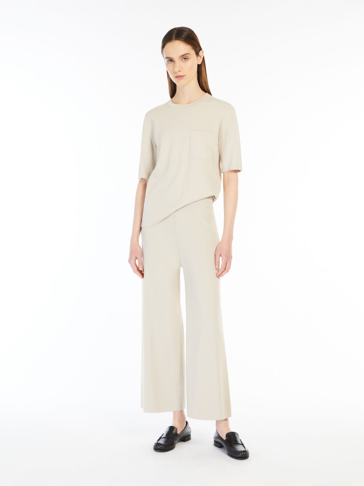 Crêpe viscose cropped trousers