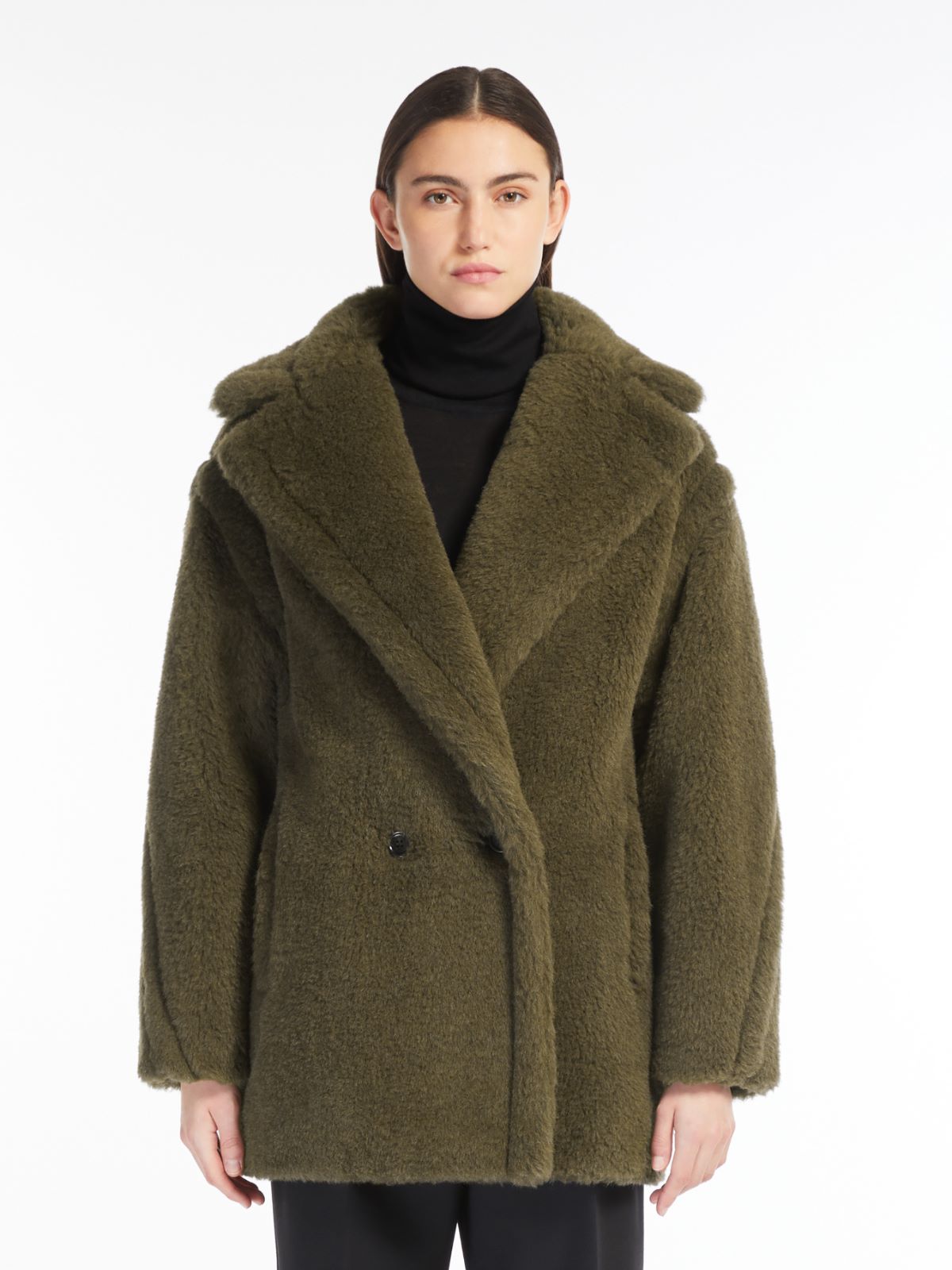 Short Teddy Bear Icon Coat in alpaca and wool