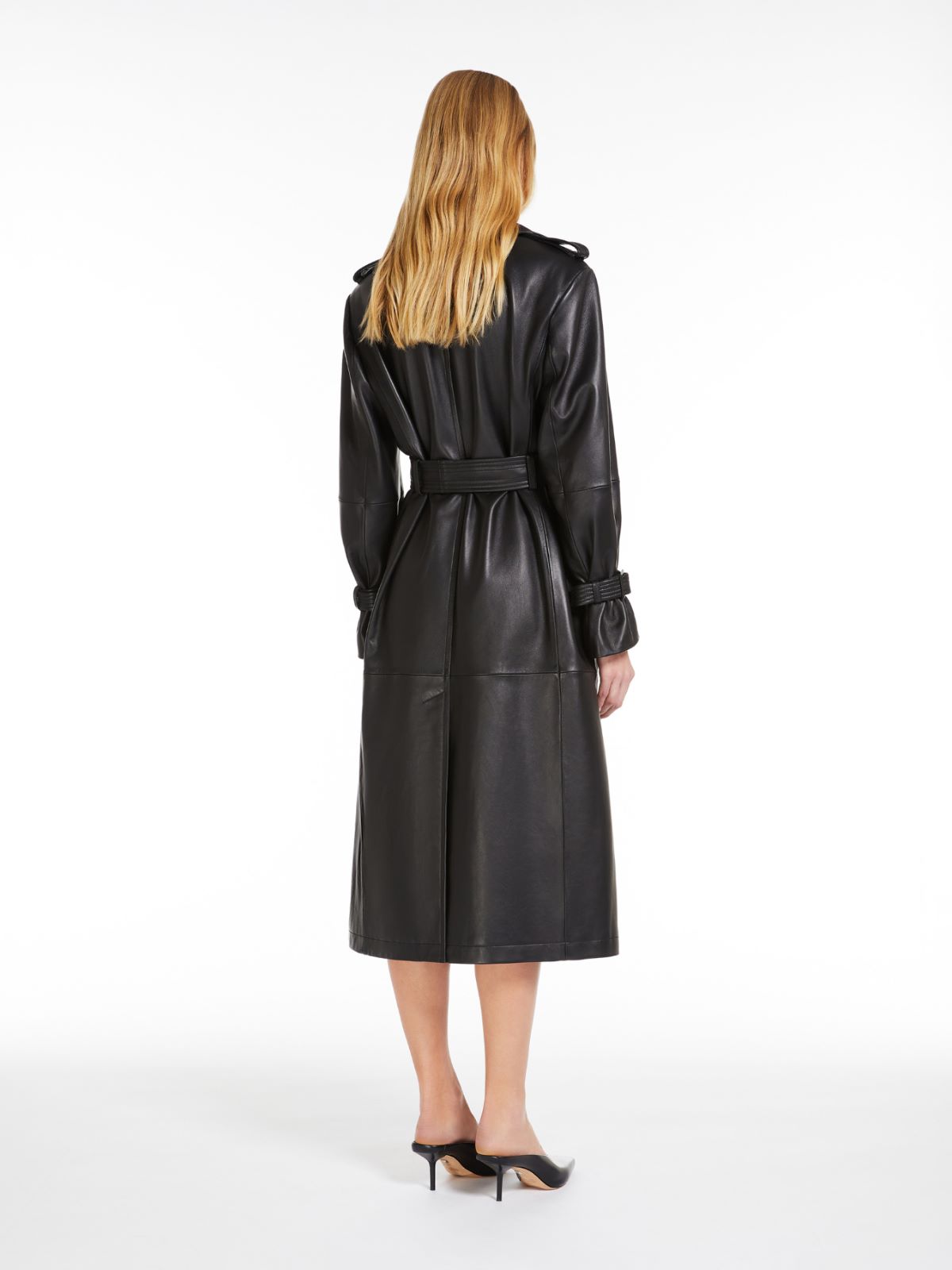 Nappa leather trench coat
