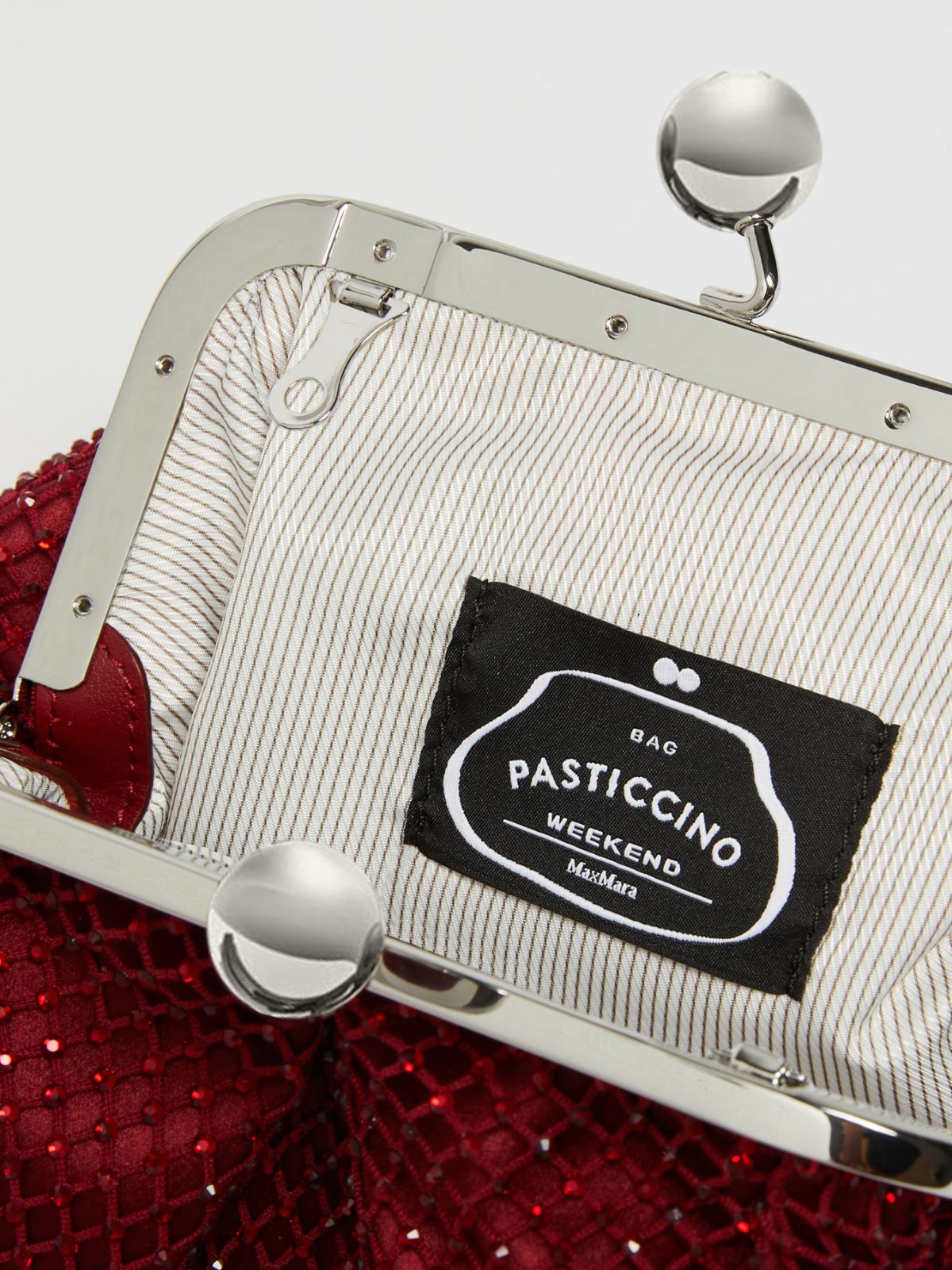 Small Pasticcino Bag in mesh and rhinestones
