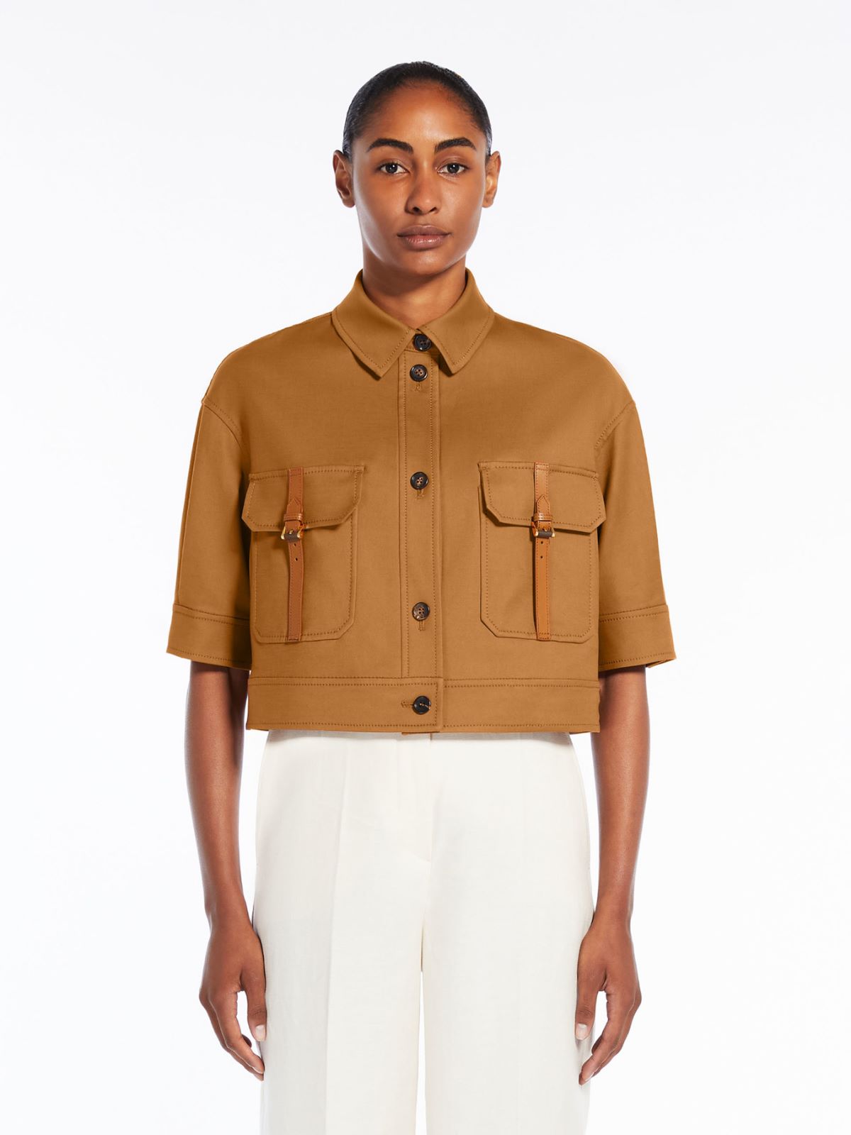 Cotton canvas cropped jacket