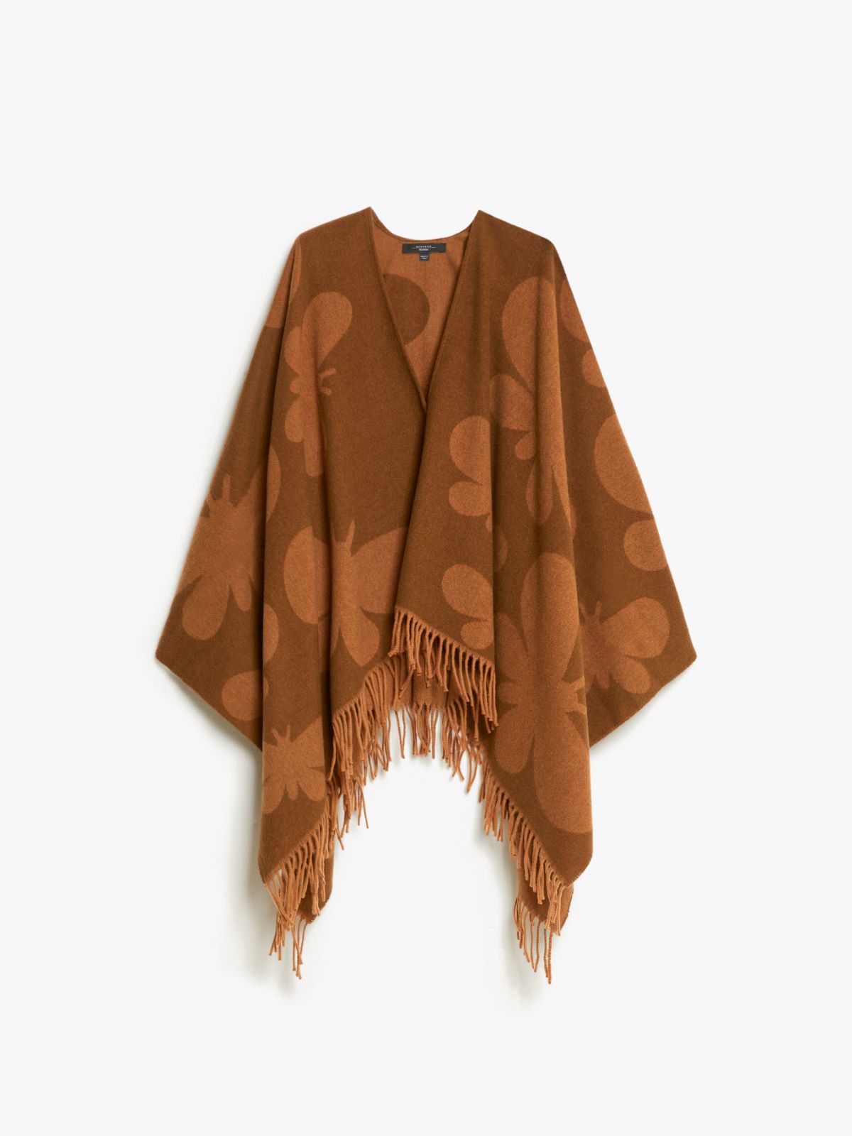 Jacquard wool poncho
