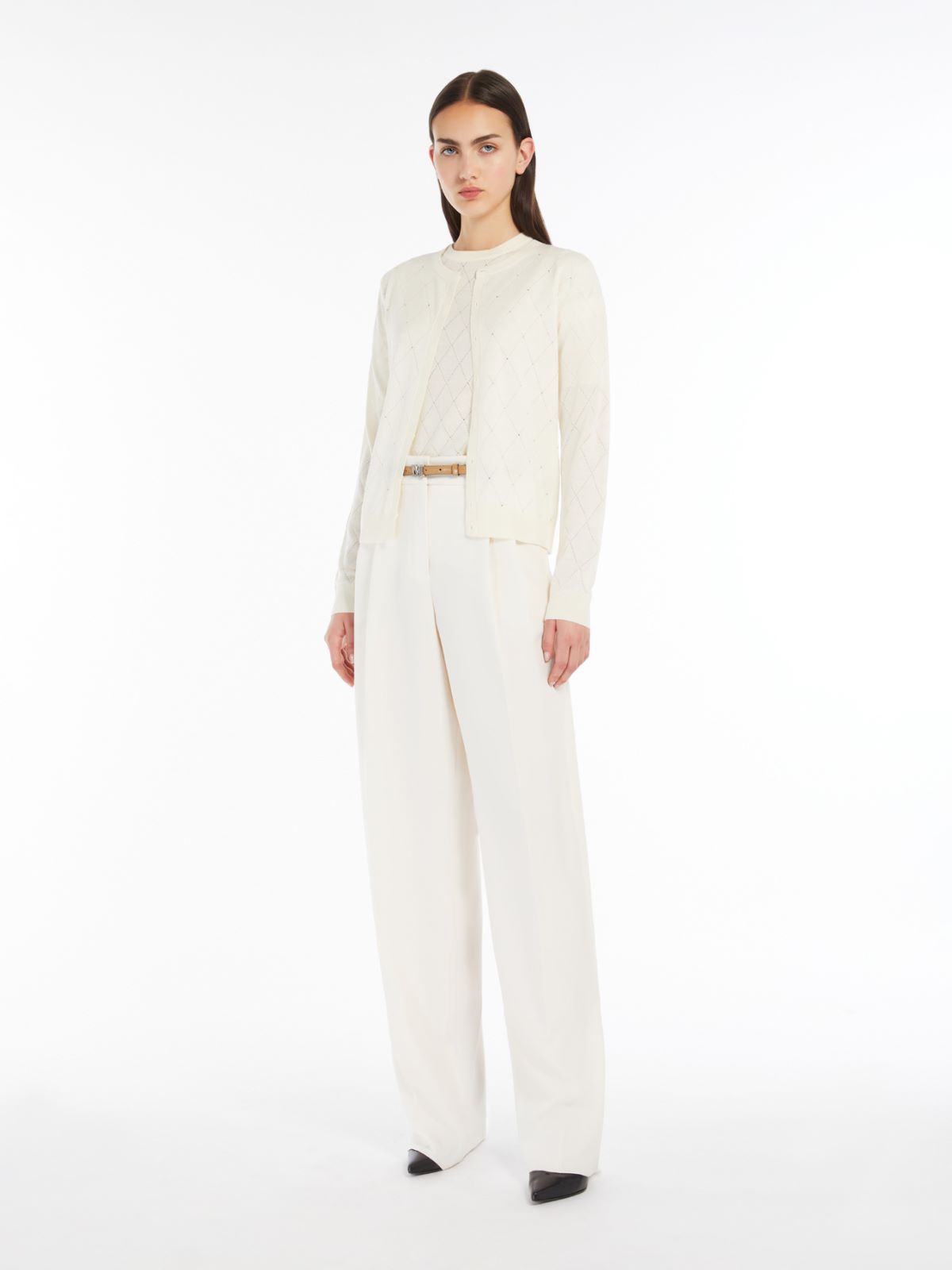 Silk and wool Argyle cardigan