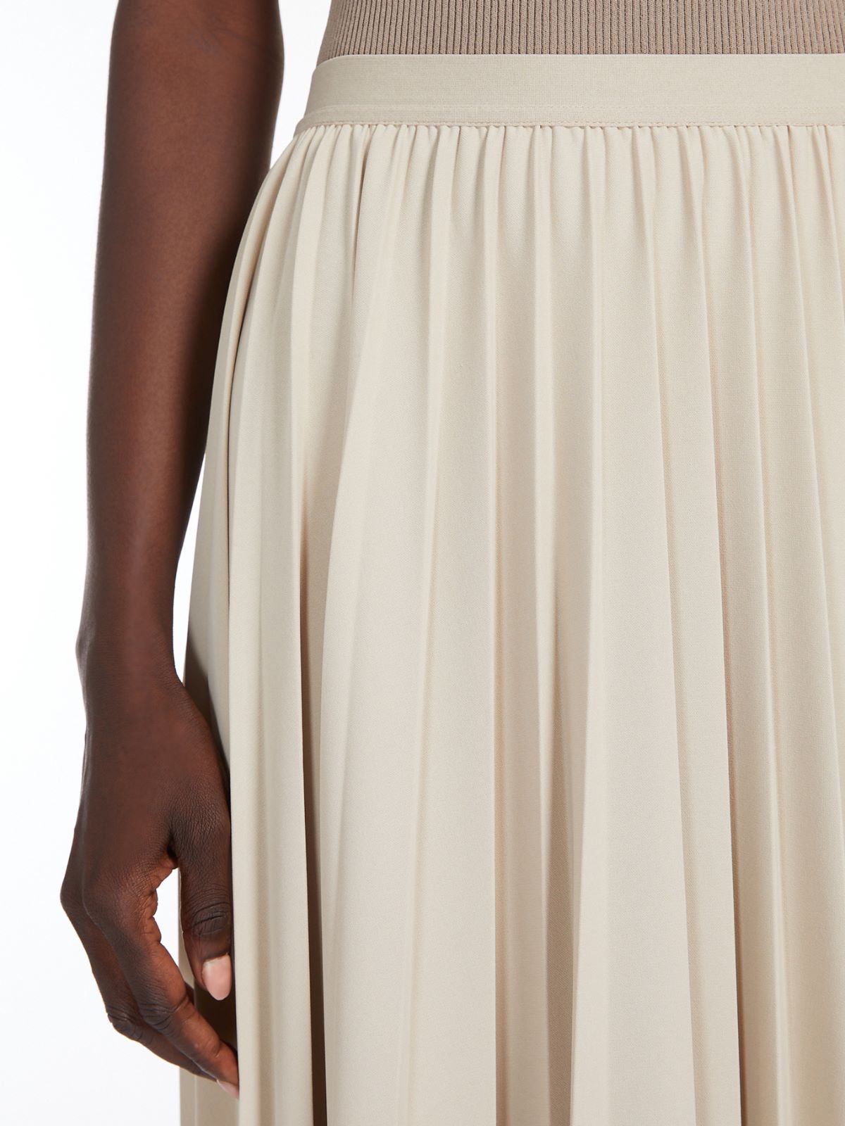 Pleated jersey long skirt