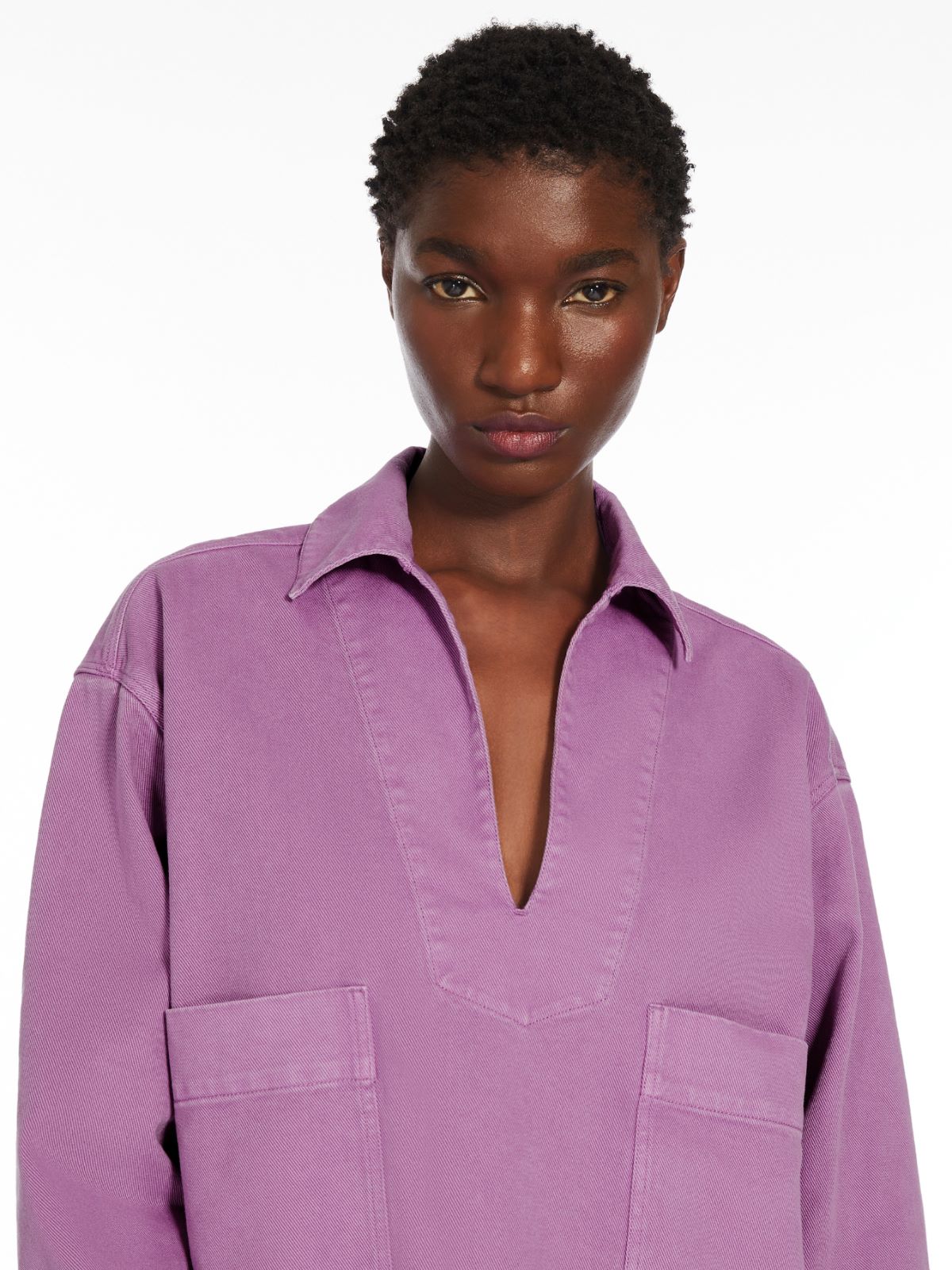 Cotton drill oversized blouse