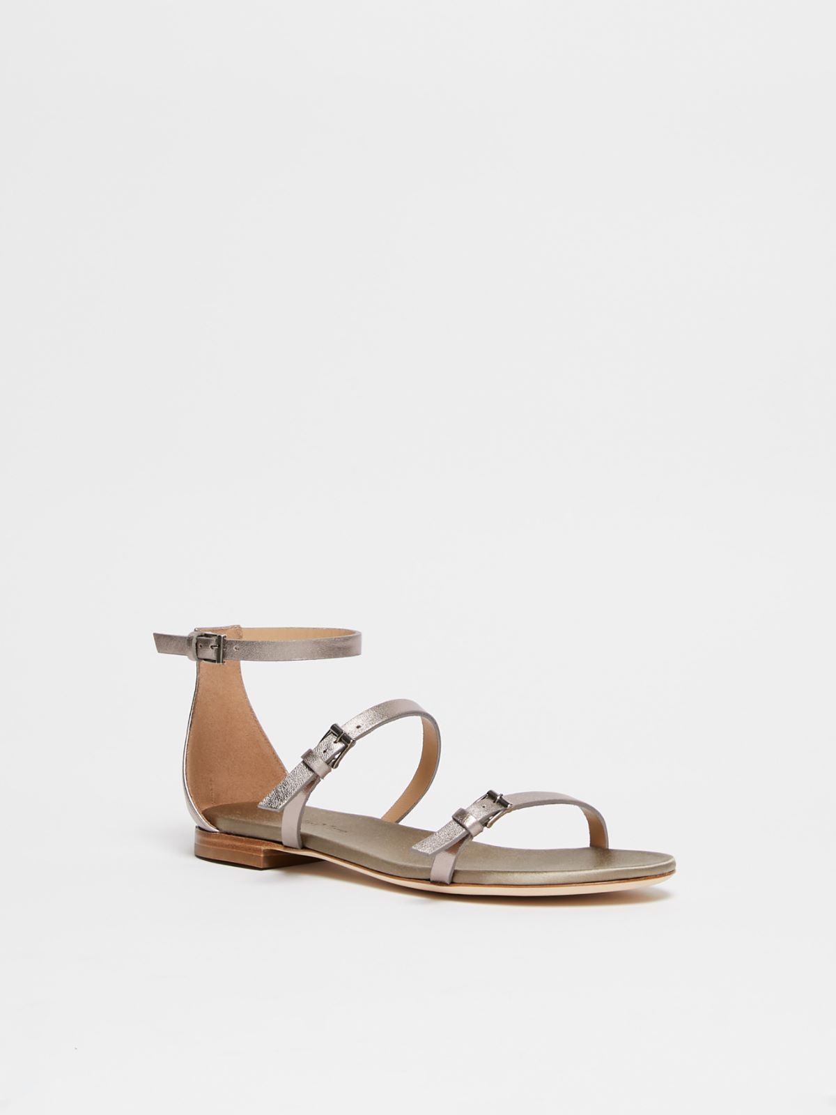 Metallic nappa leather flat sandals