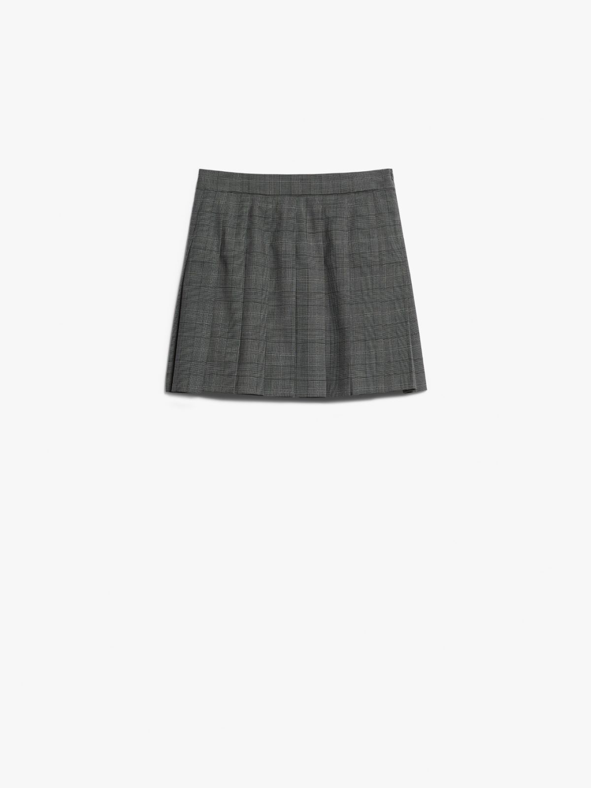 Short wool blend pleated skirt