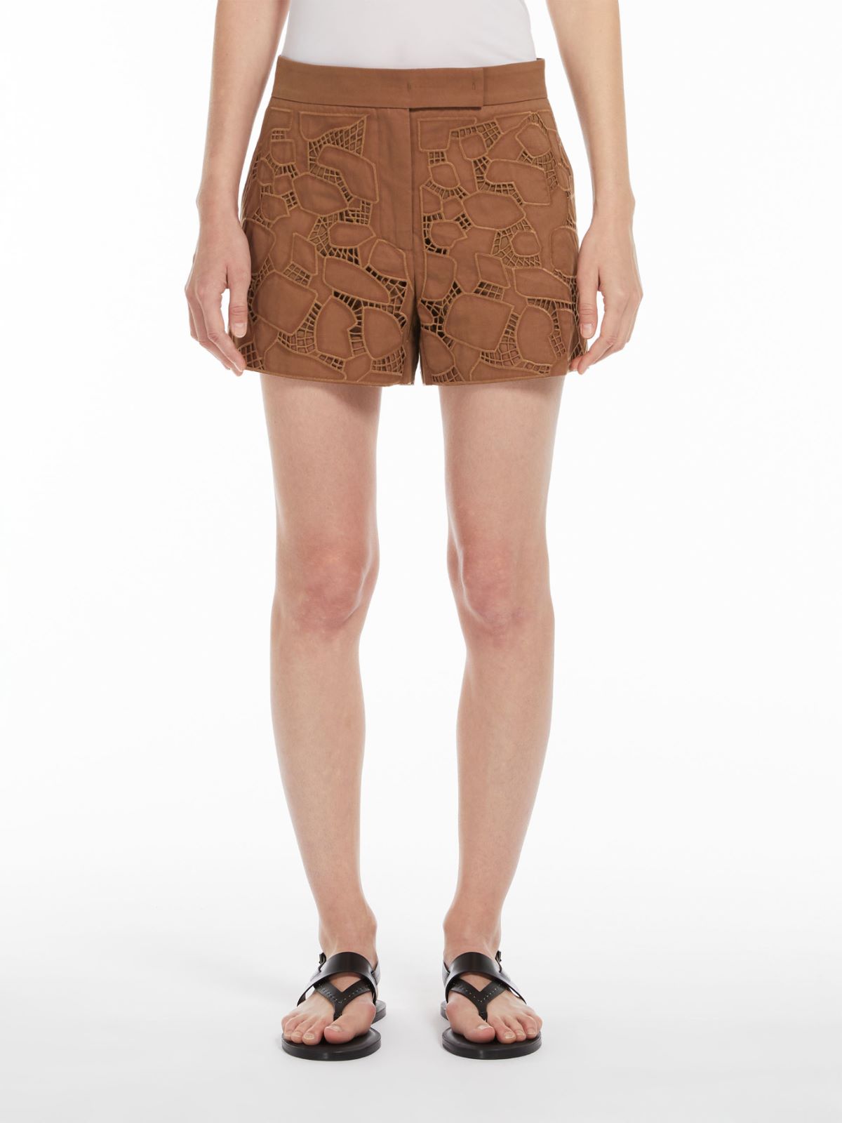 Embroidered cotton shorts