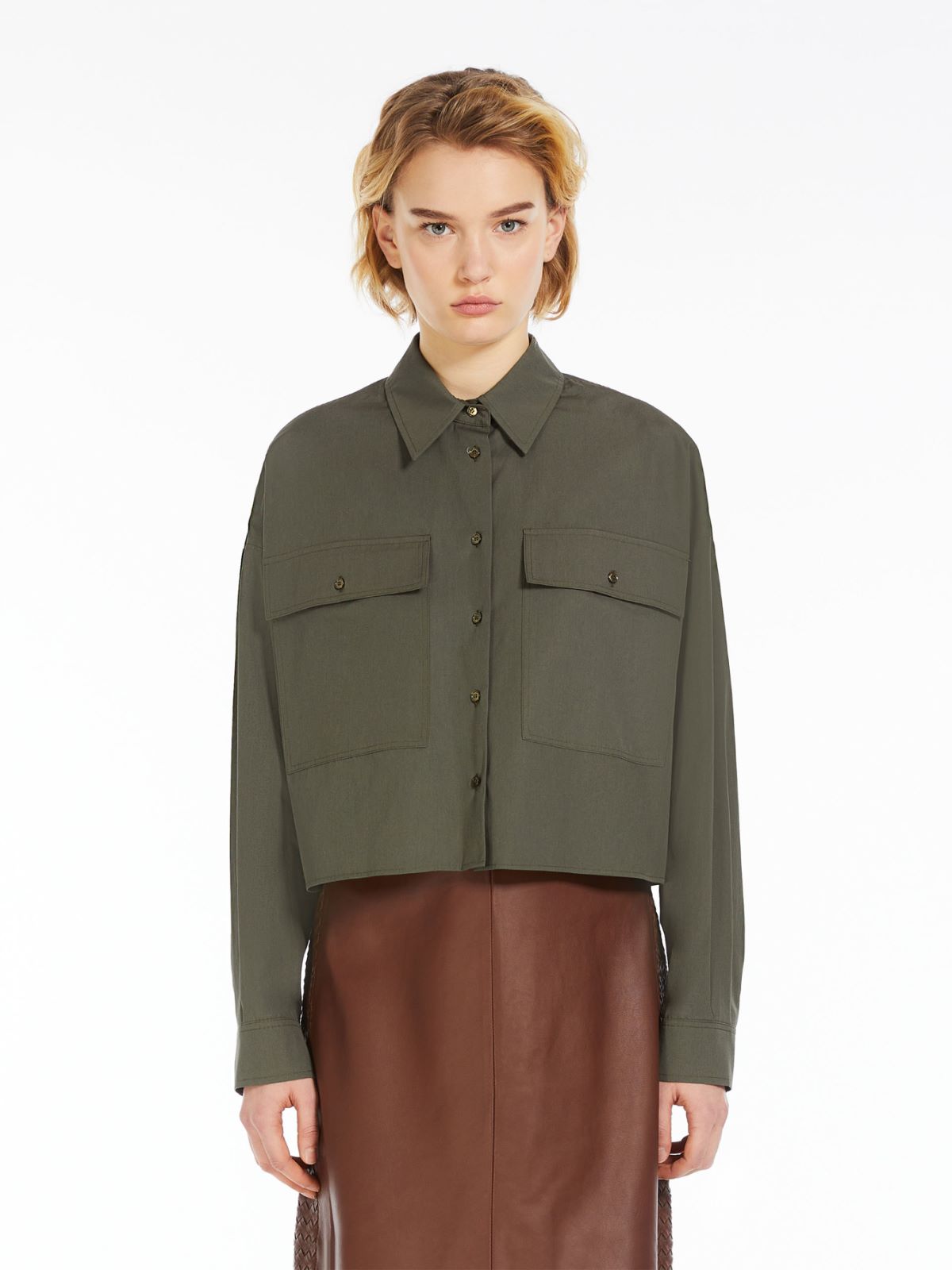 Pocket-detail poplin shirt