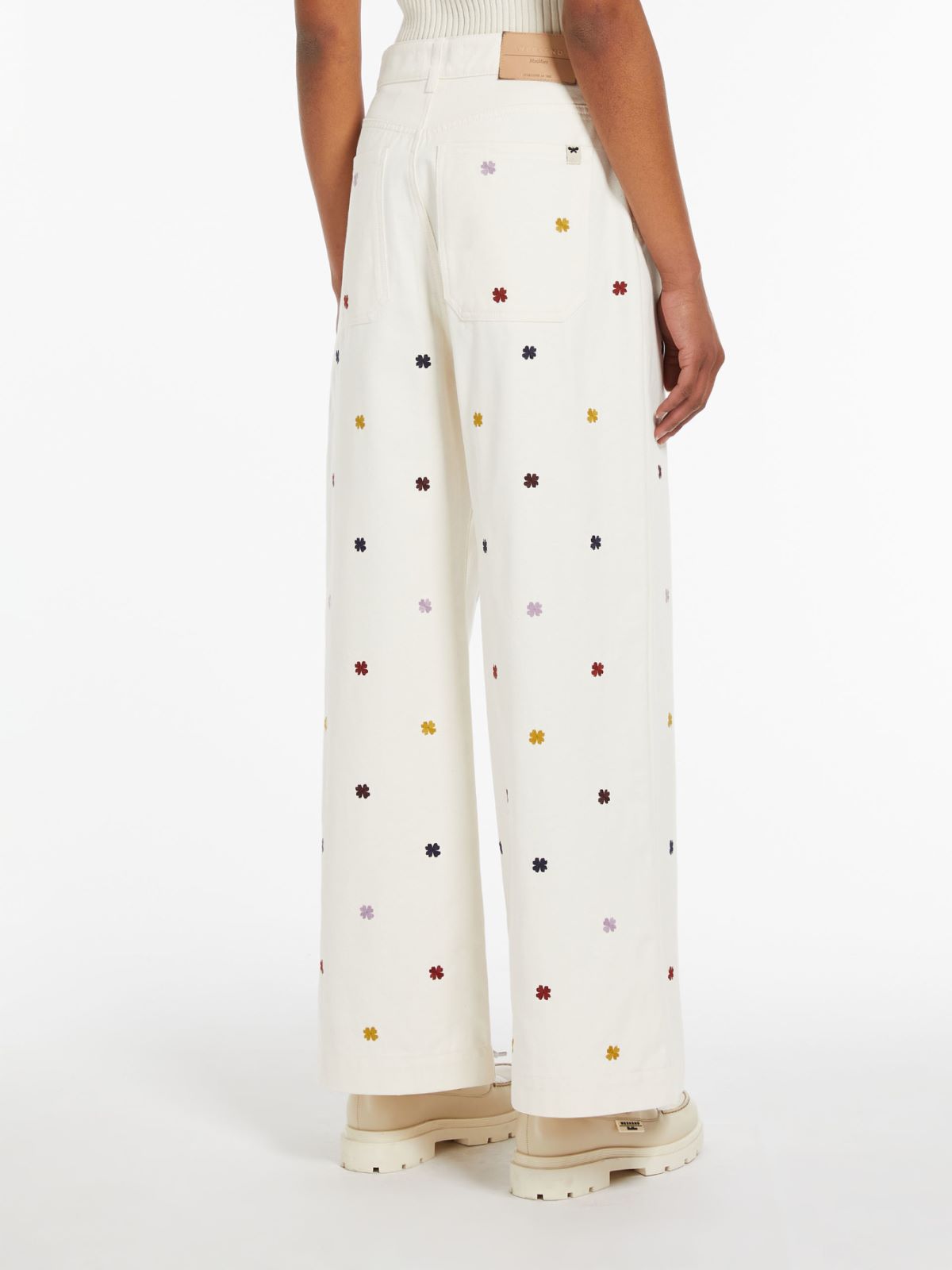 Embroidered cotton trousers
