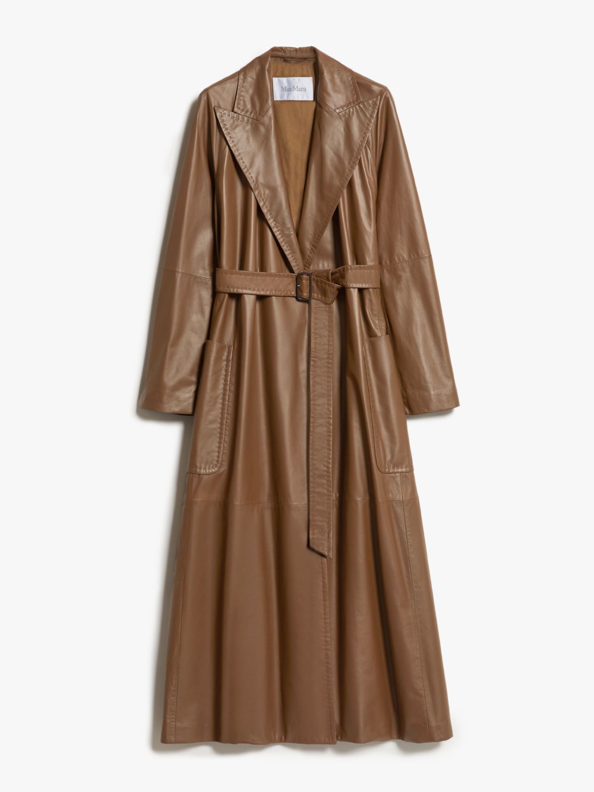 Nappa leather wrap trench coat
