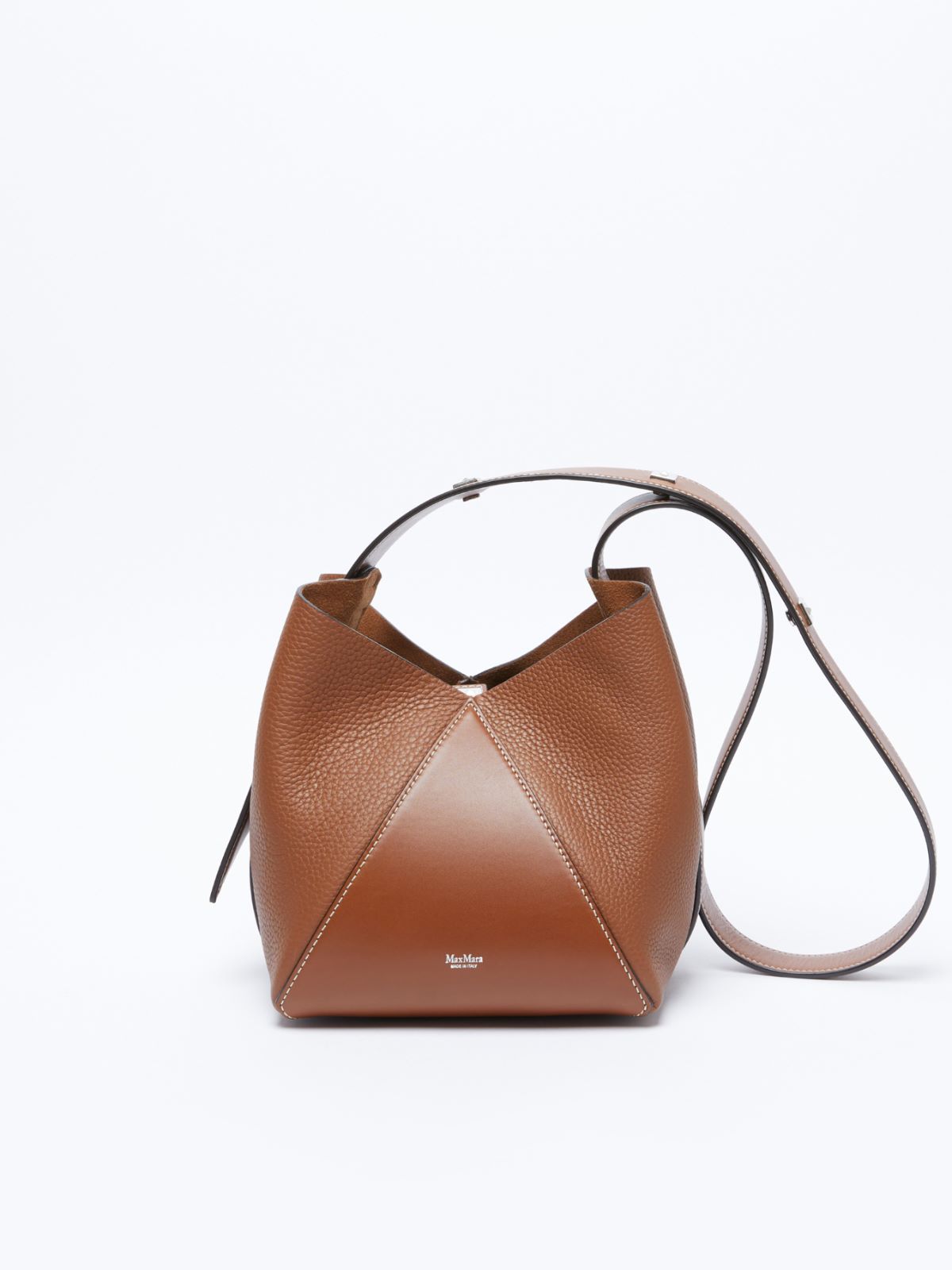 Small bucket bag in deer-print leather