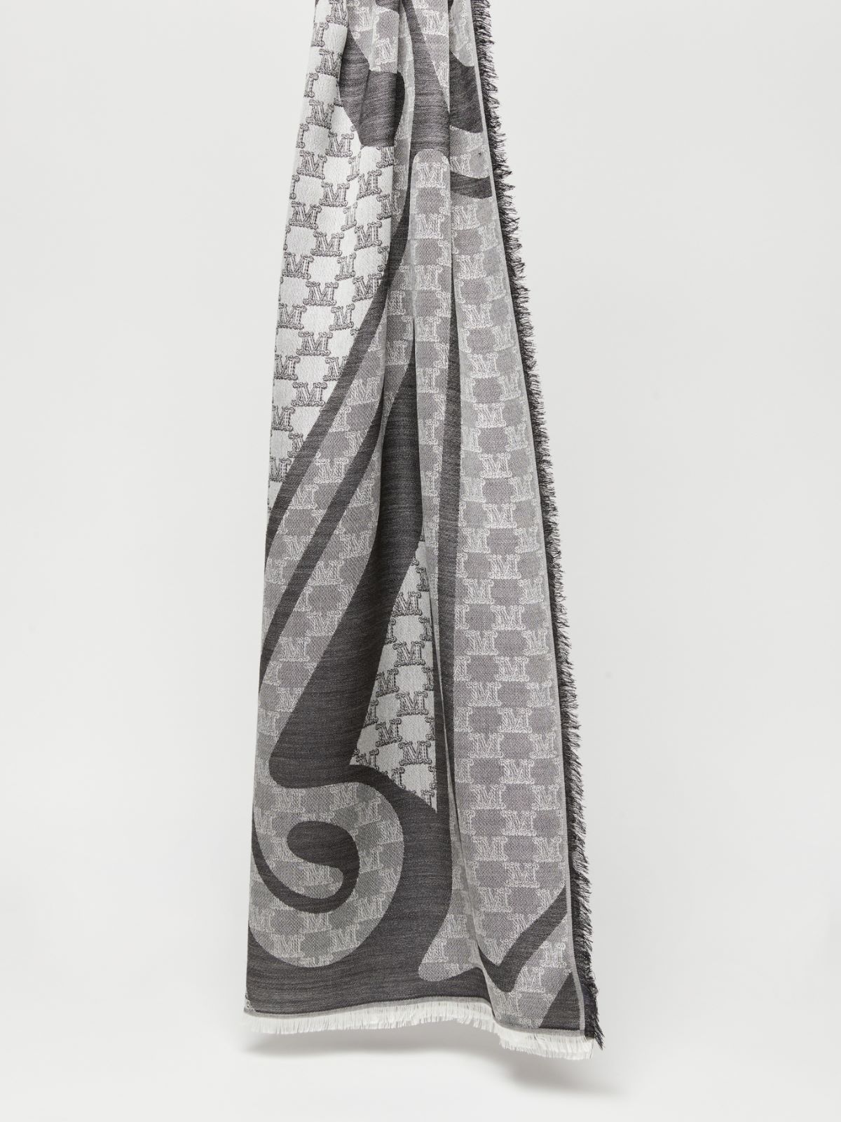 Jacquard silk and wool stole