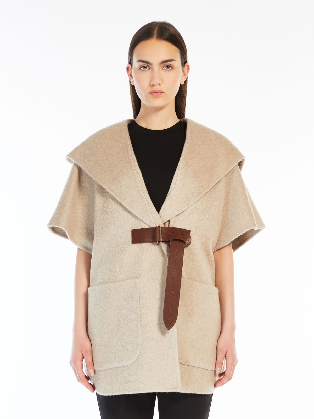 Sable-look cashmere cape