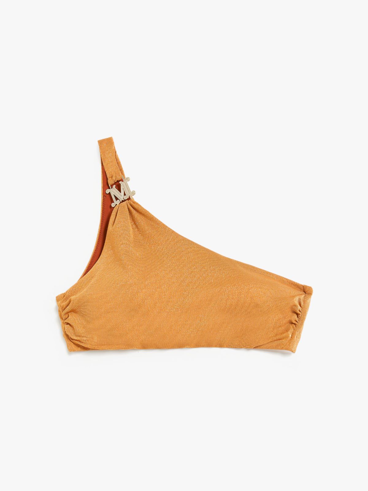 Jersey and lurex one-shoulder bikini top