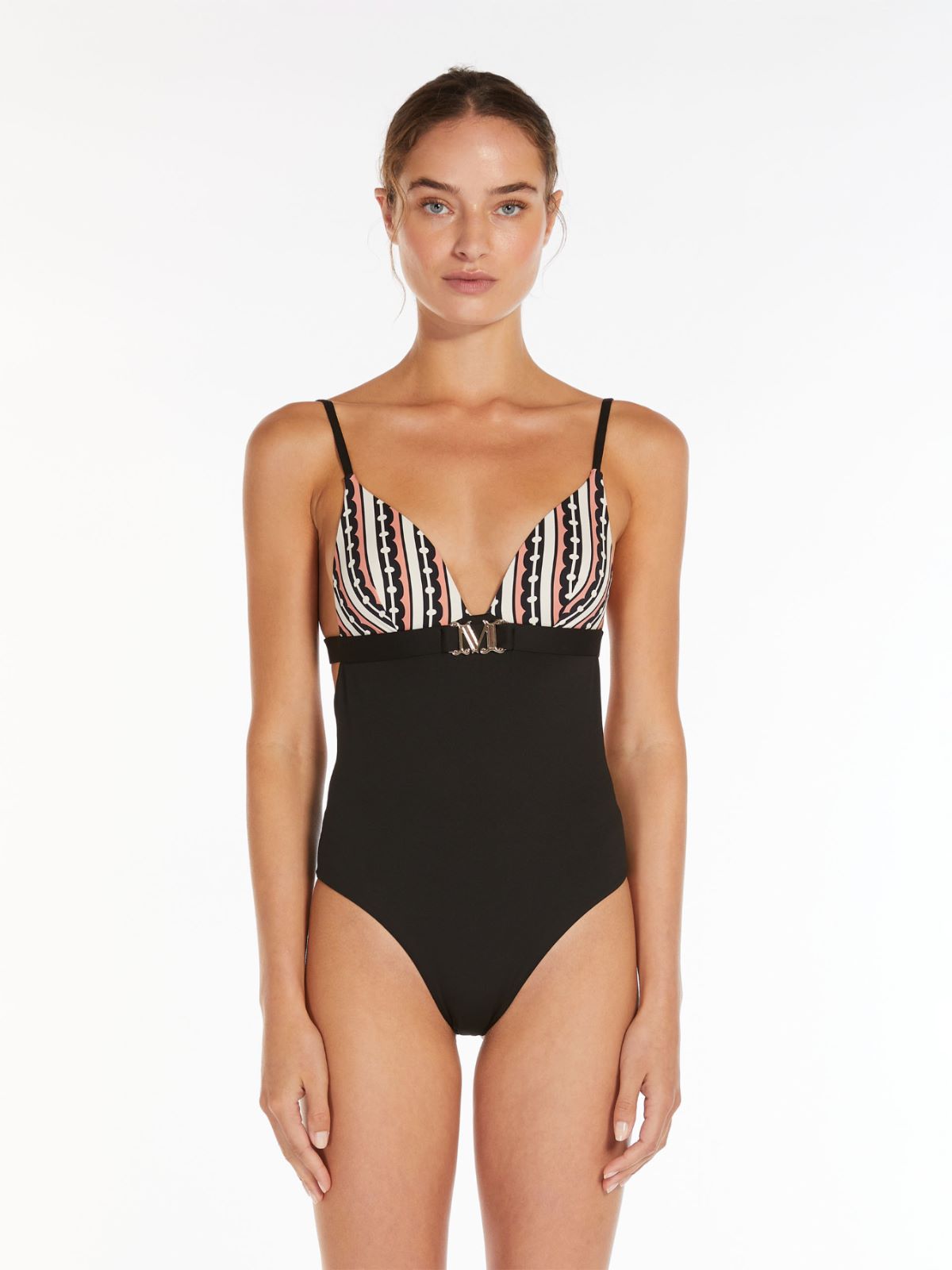 Printed nylon one-piece C-cup swimsuit