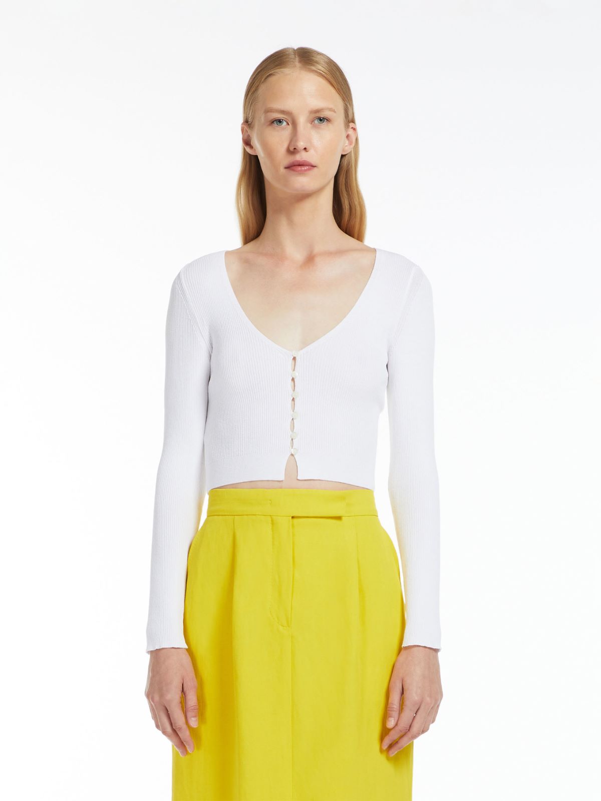 Ribbed viscose cardigan