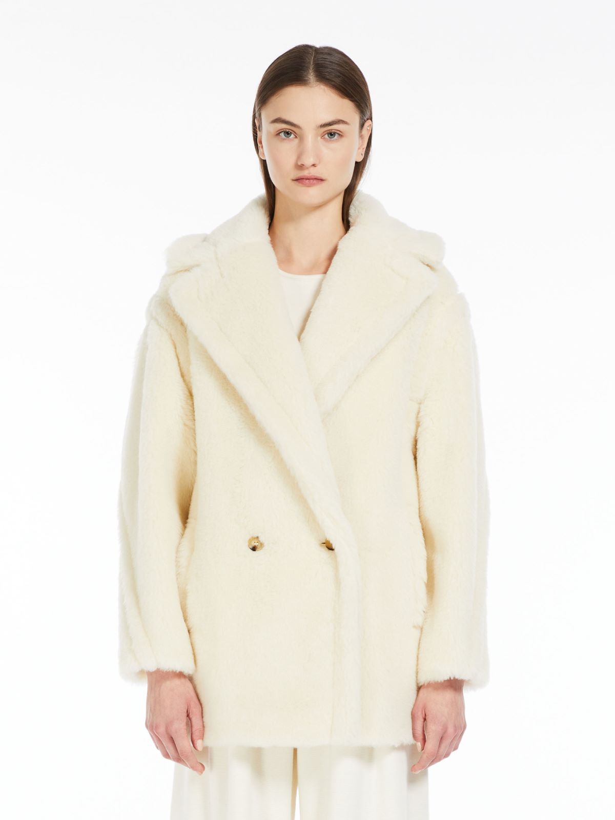 Short Teddy Bear Icon Coat in alpaca and wool