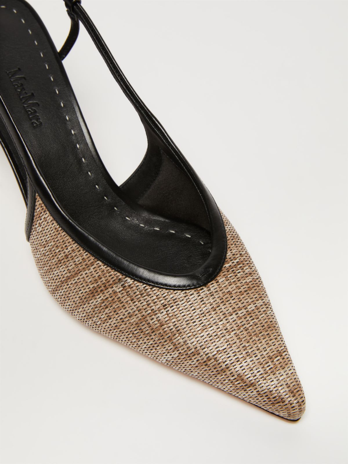 Smooth raffia-effect fabric slingbacks