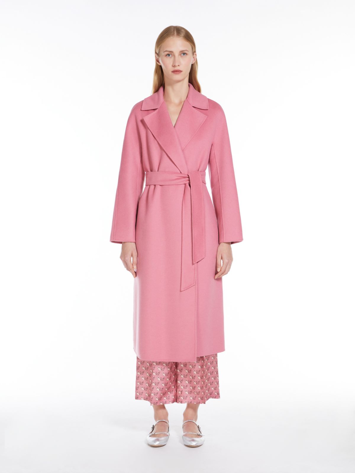 Wool, cashmere and silk wrap coat