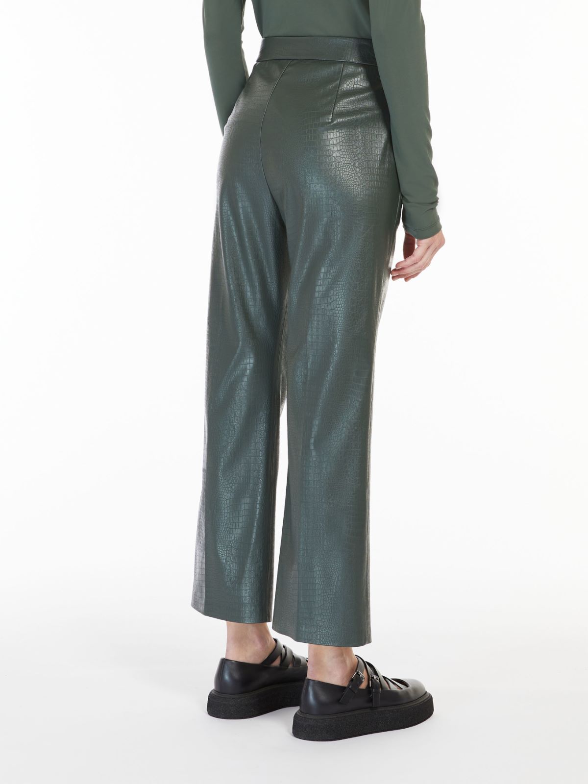 Crocodile-print jersey trousers