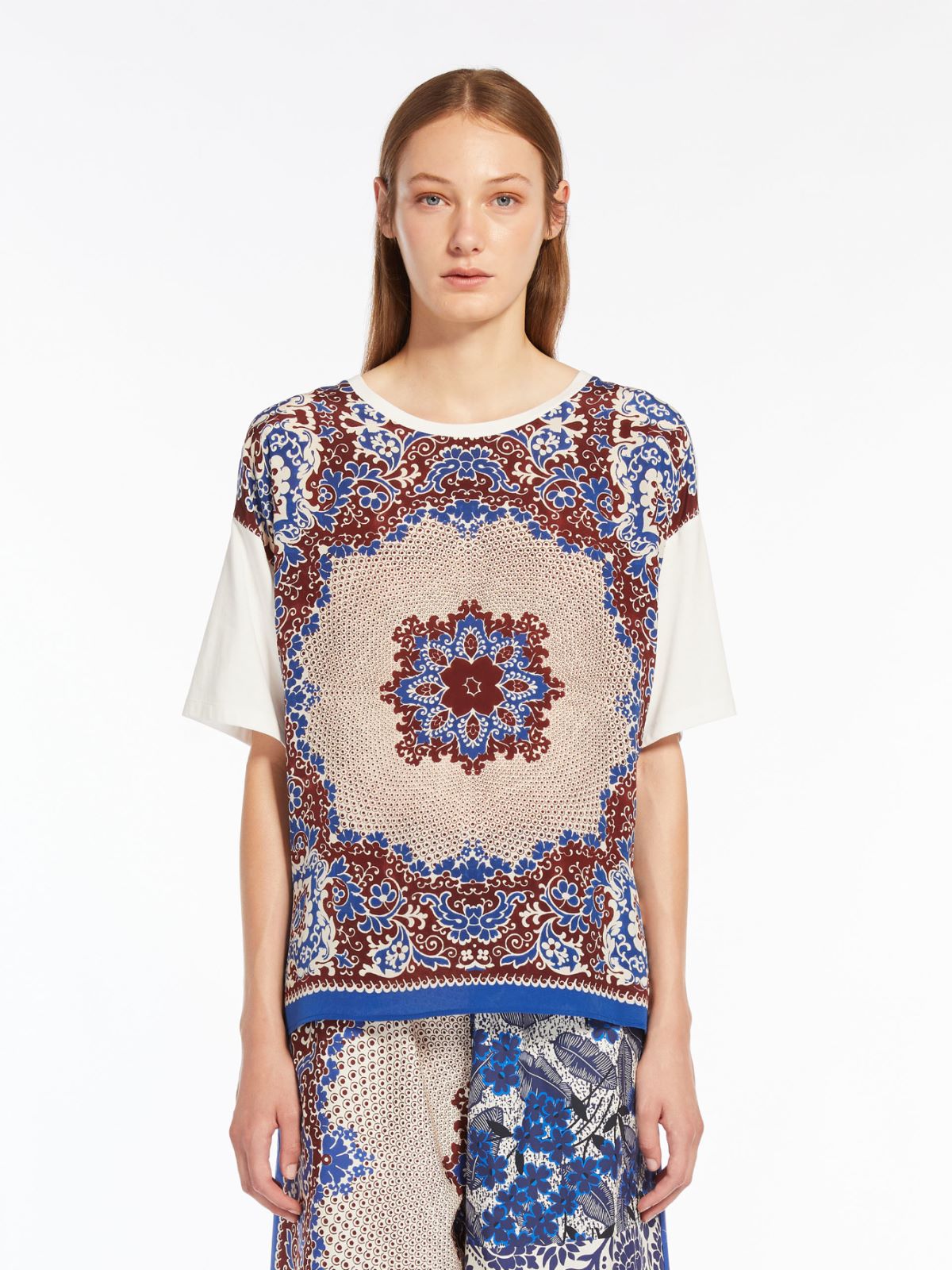 Jersey and crepe T-shirt