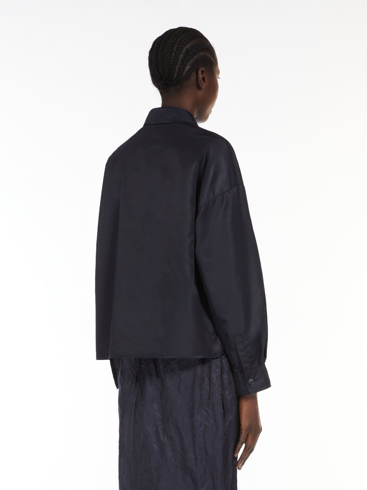 Water-repellent twill cropped shirt