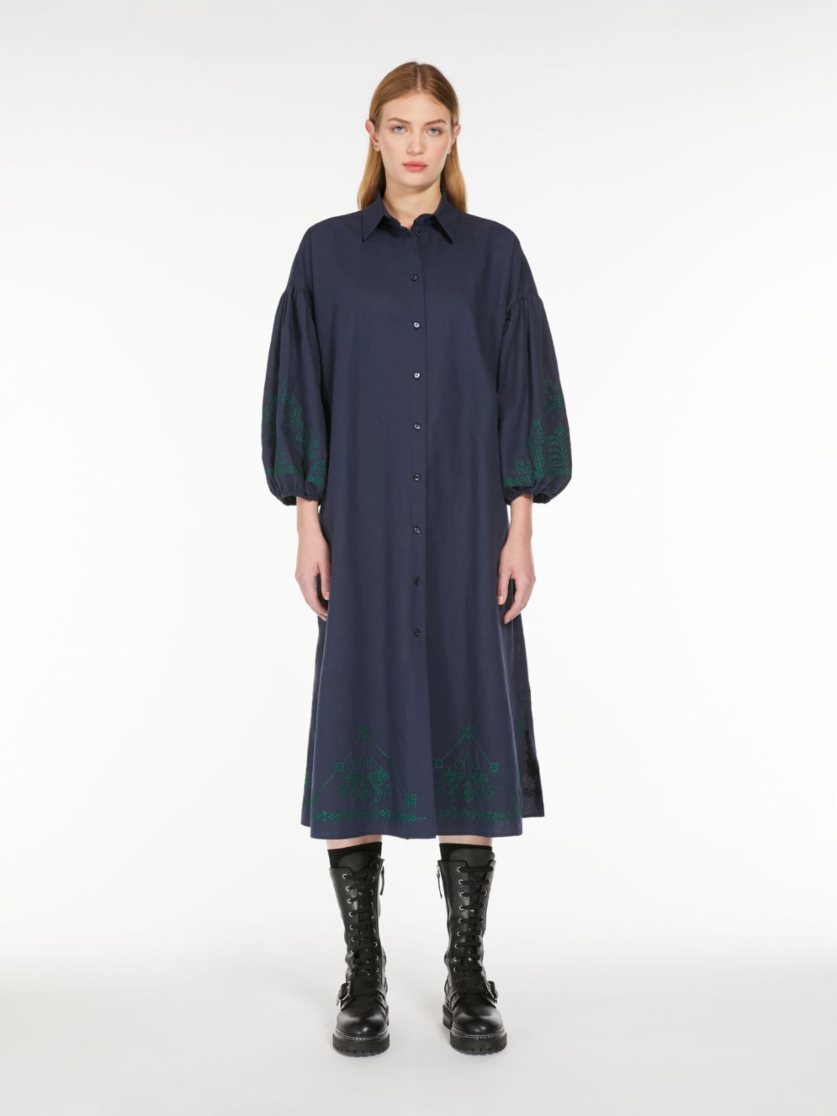 Cotton and linen shirt dress