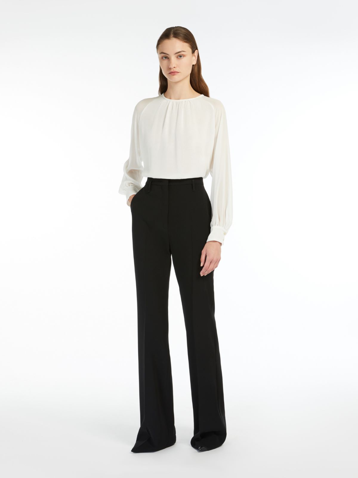 Flared cady trousers