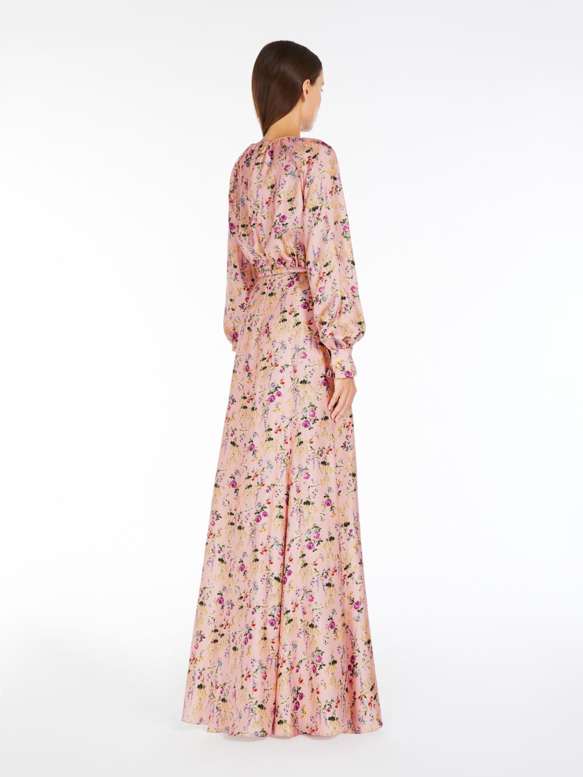 Long printed silk dress