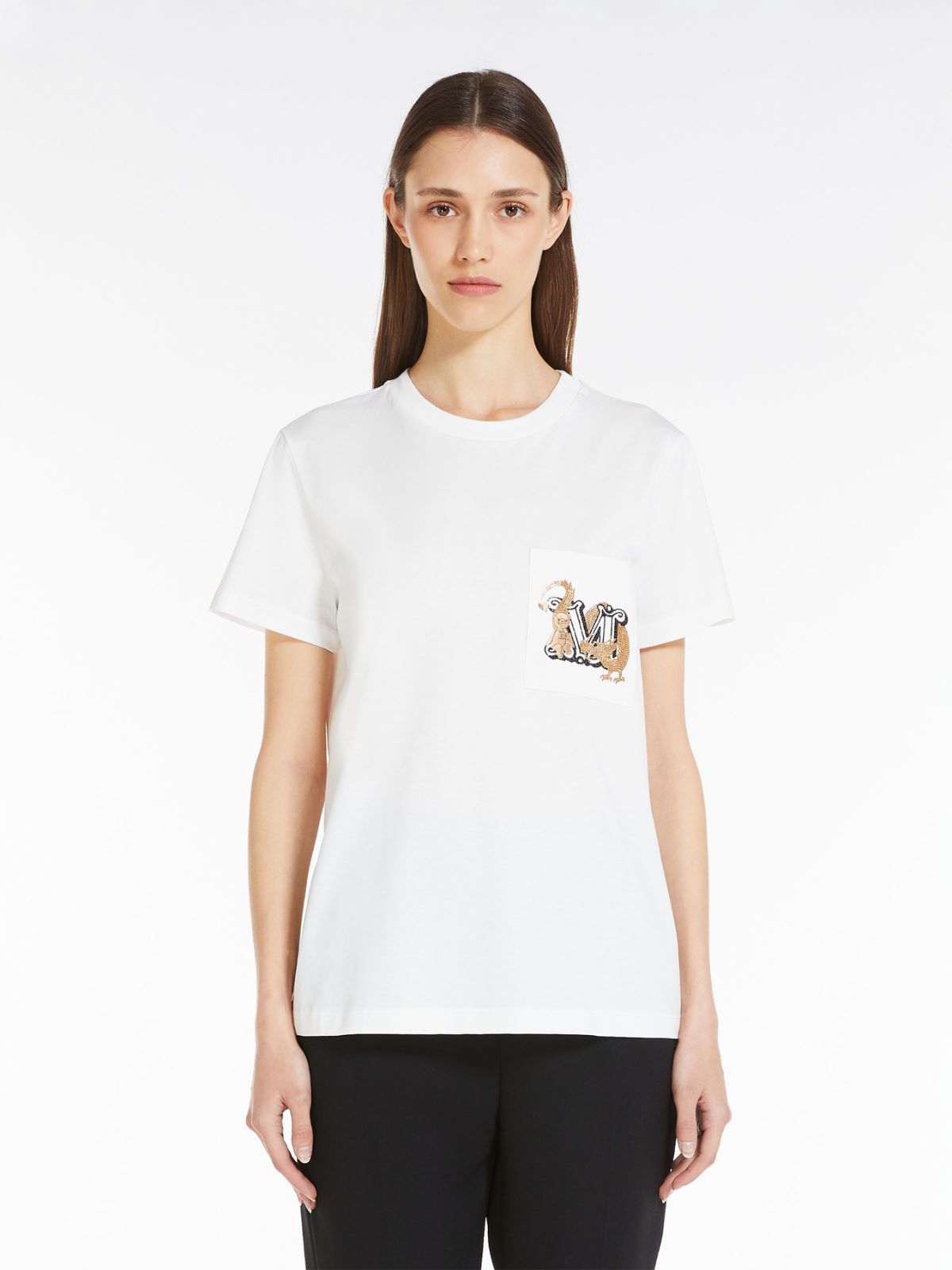 Cotton T-shirt with embroidered pocket