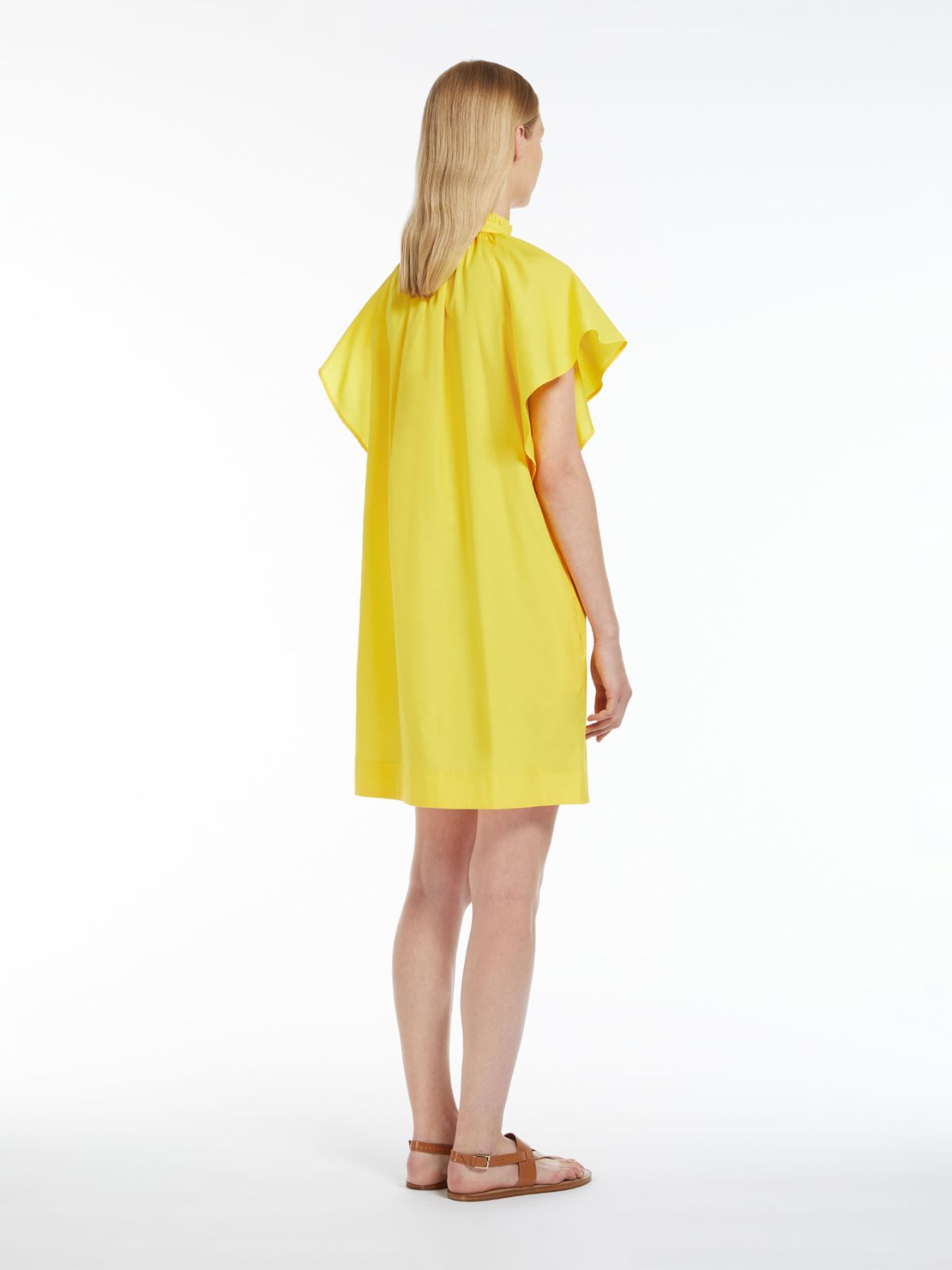 Poplin mini dress with flounce