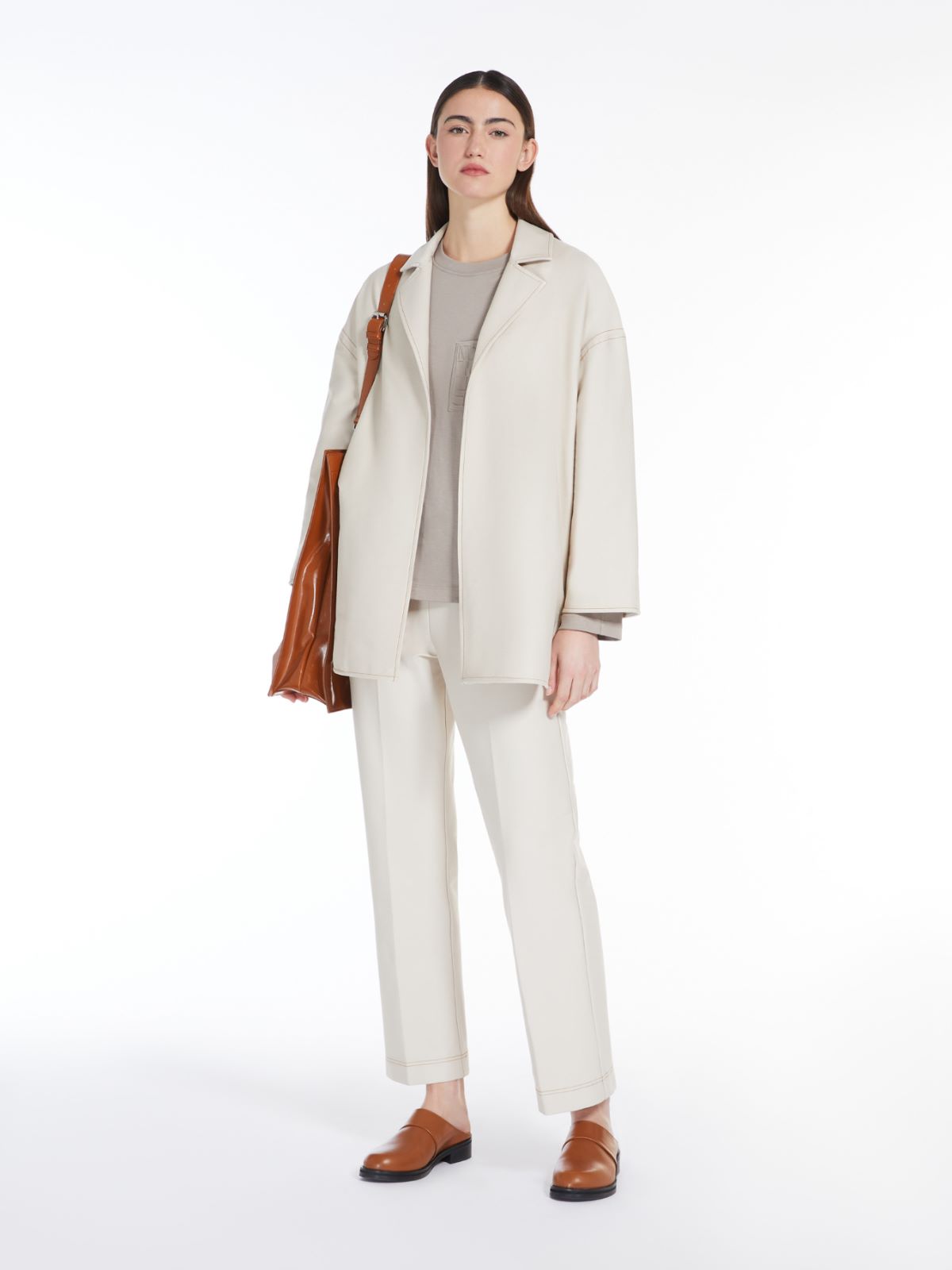 Denim-effect jersey trousers