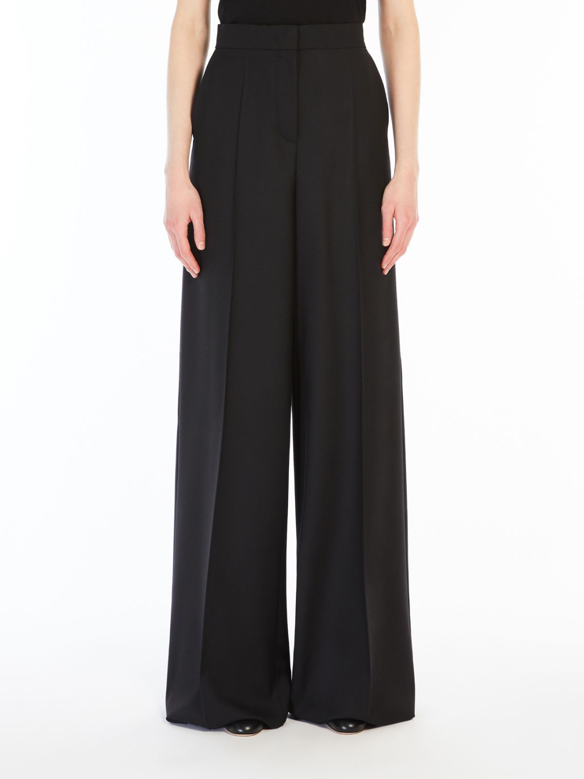Wide-leg wool trousers