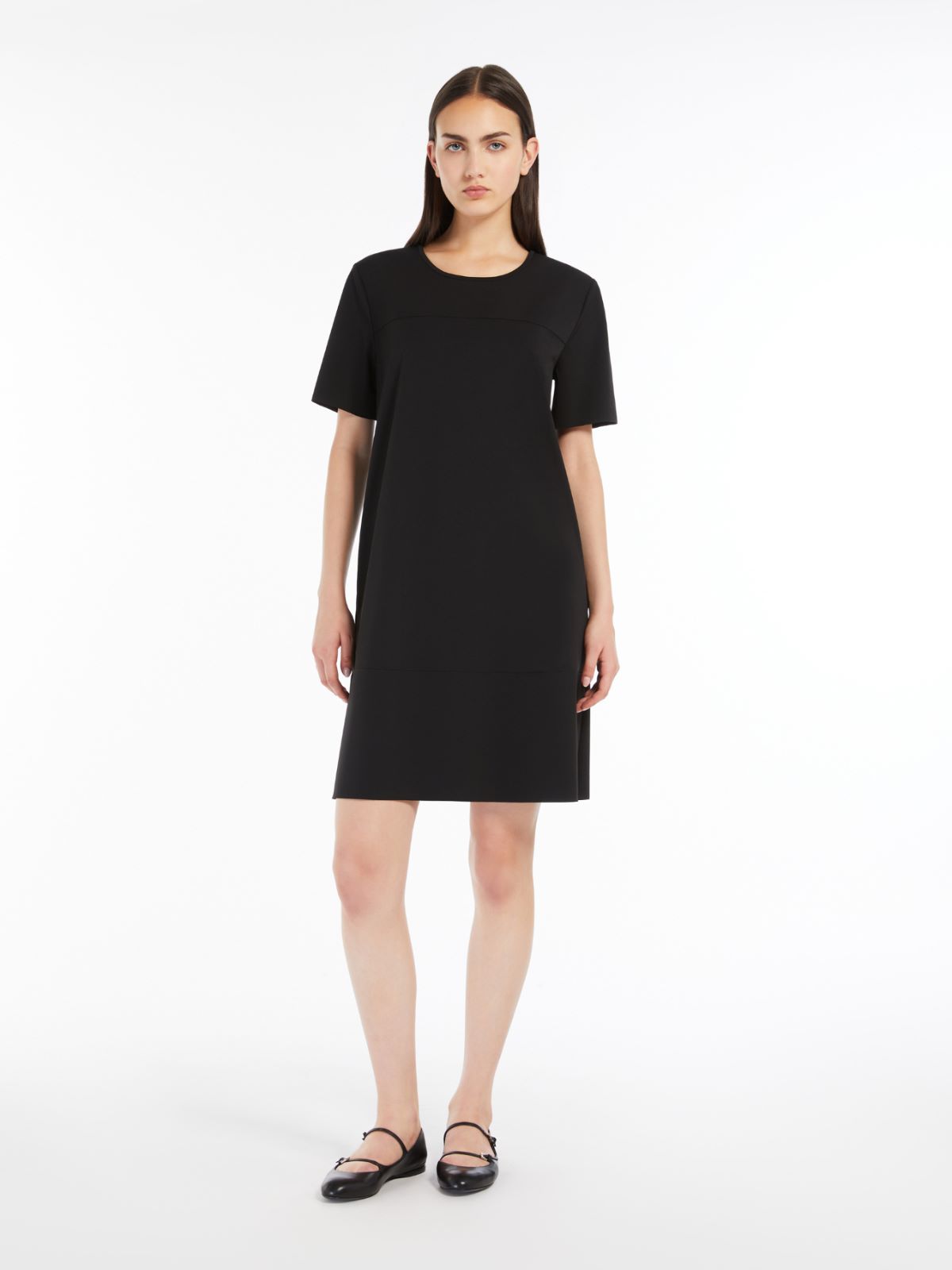 Technical jersey flared dress