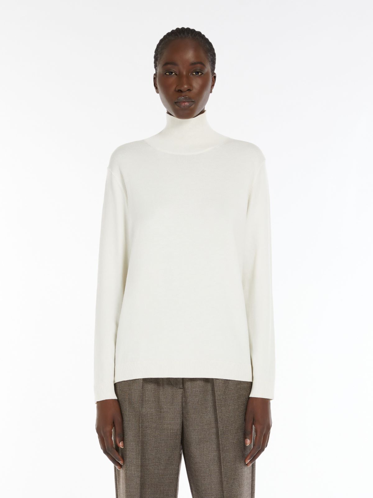 Silk and wool polo-neck sweater