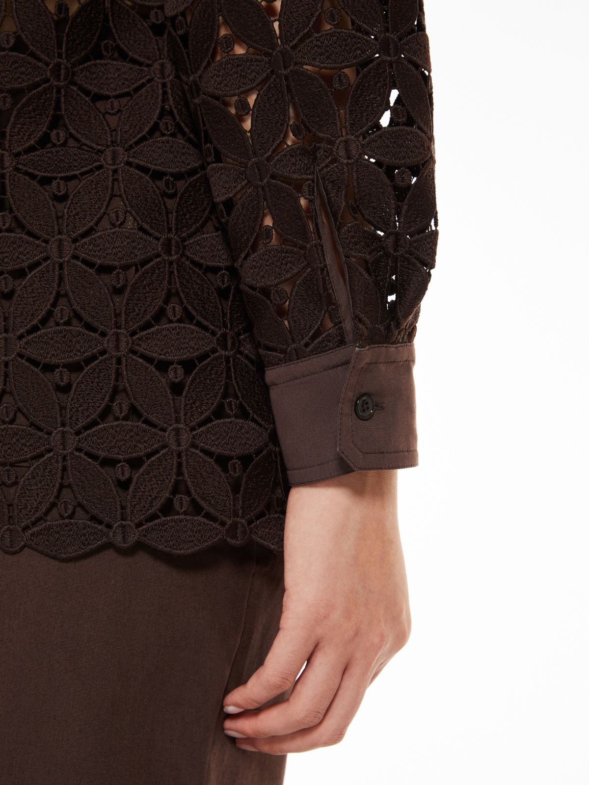 Macramé and poplin shirt