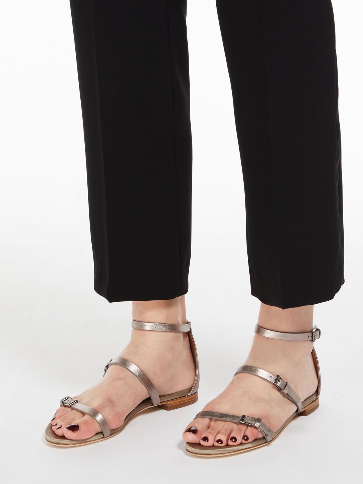 Metallic nappa leather flat sandals