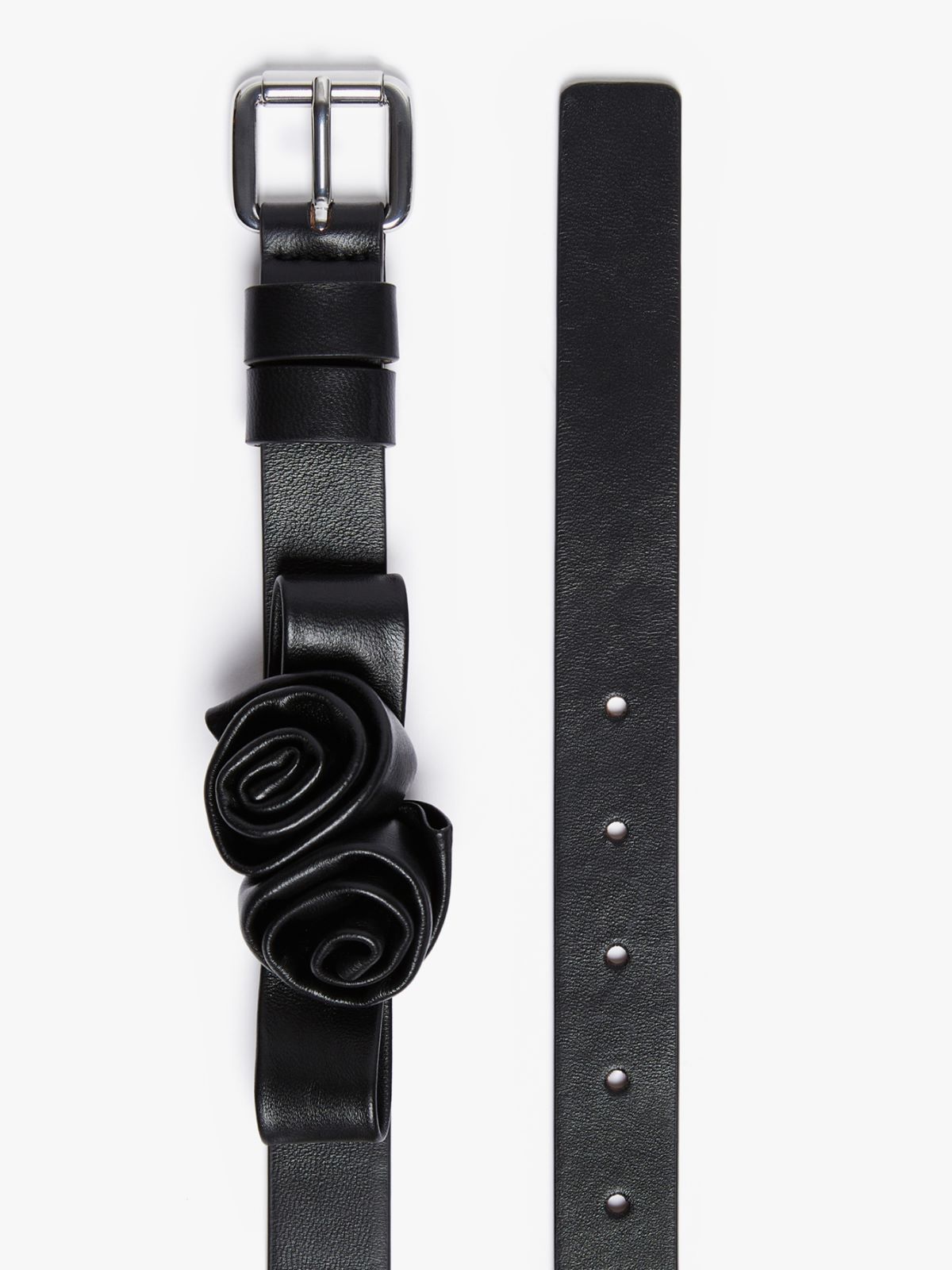 Rose-decorated Nappa leather belt