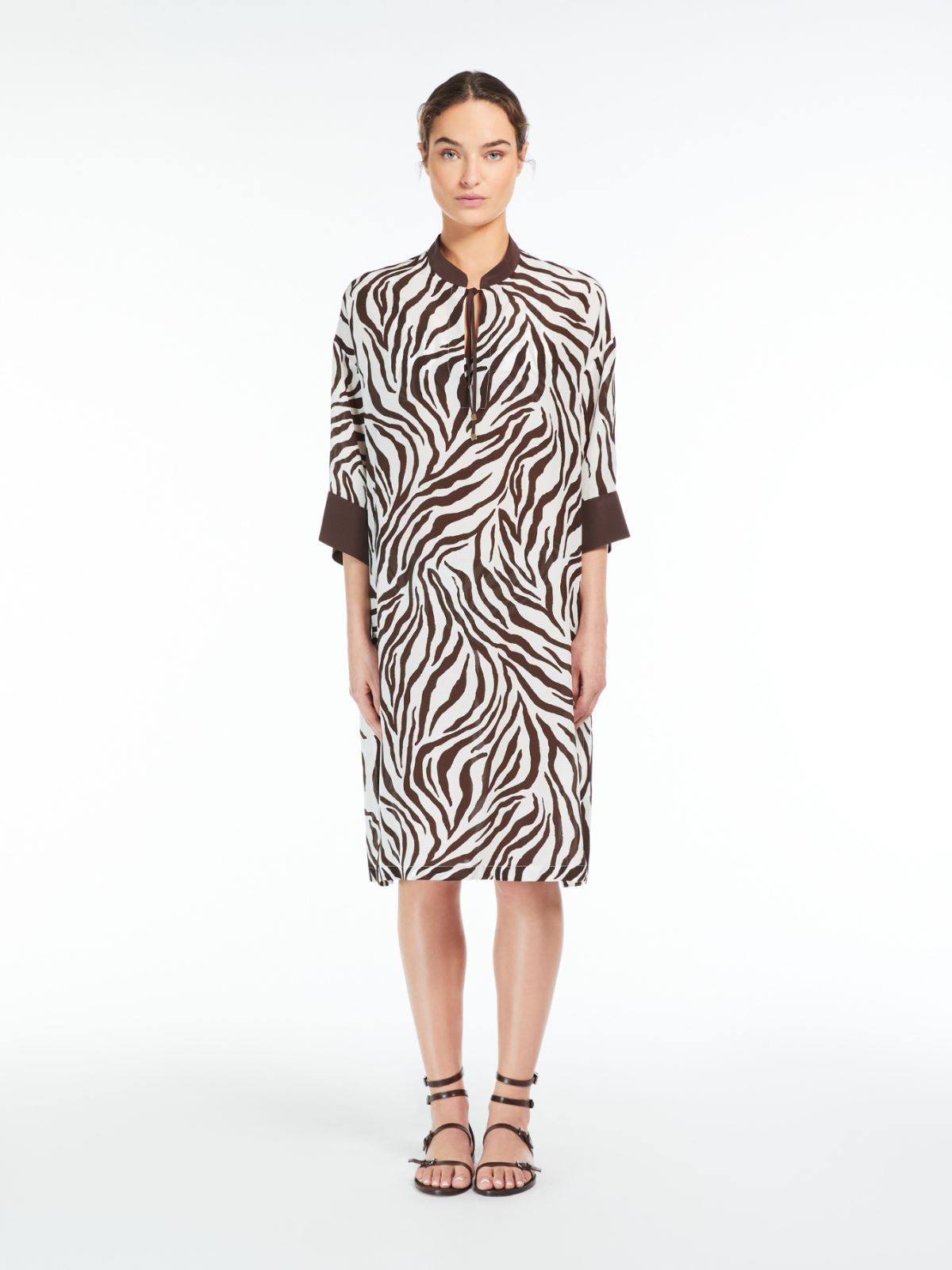Printed silk kaftan