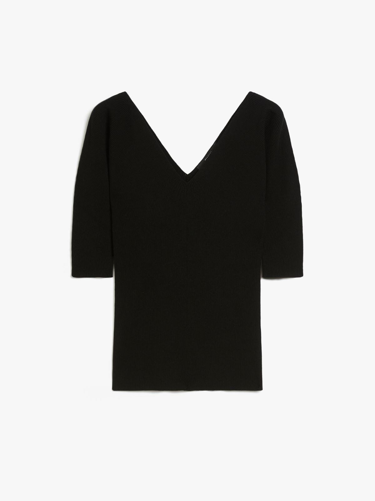 Rib-knit viscose V-neck sweater