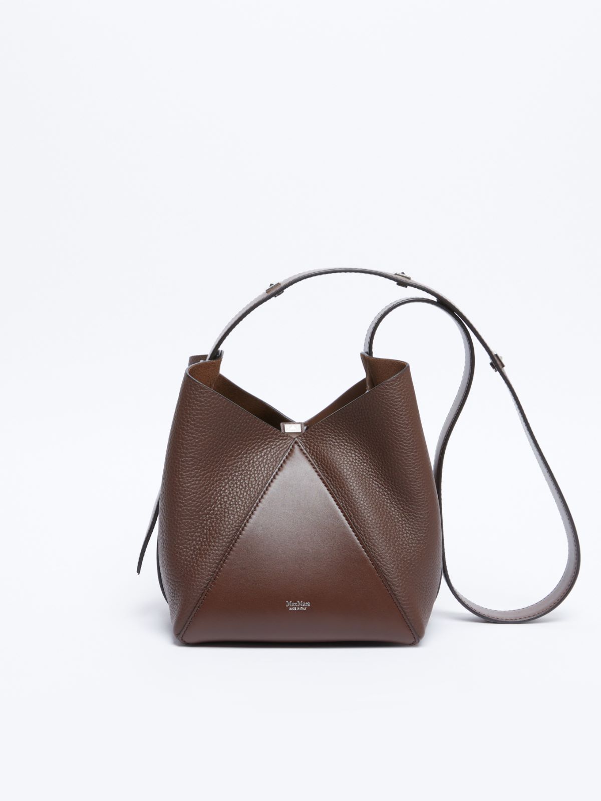 Small bucket bag in deer-print leather