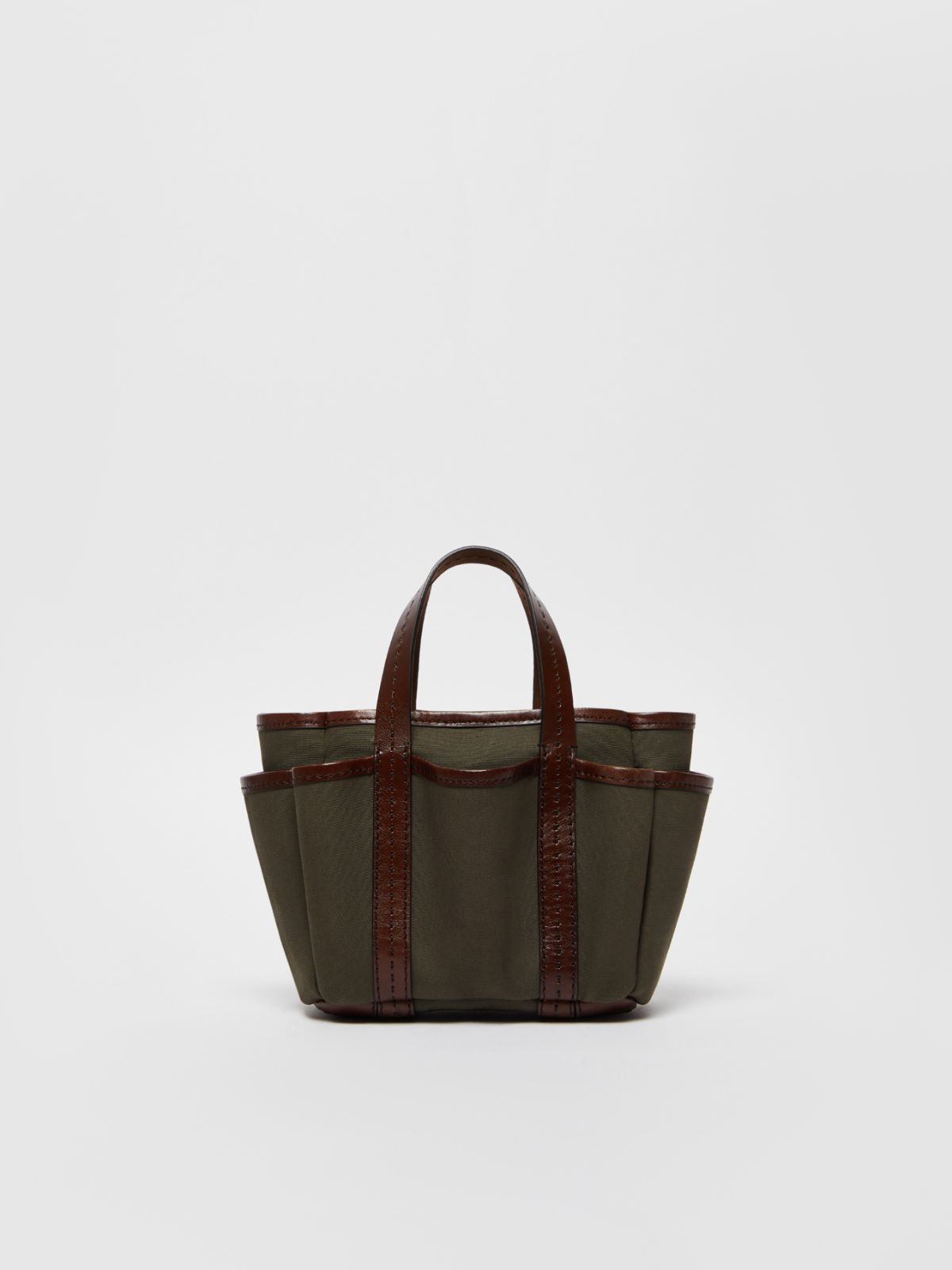 Canvas and leather Giardiniera Mini tote bag