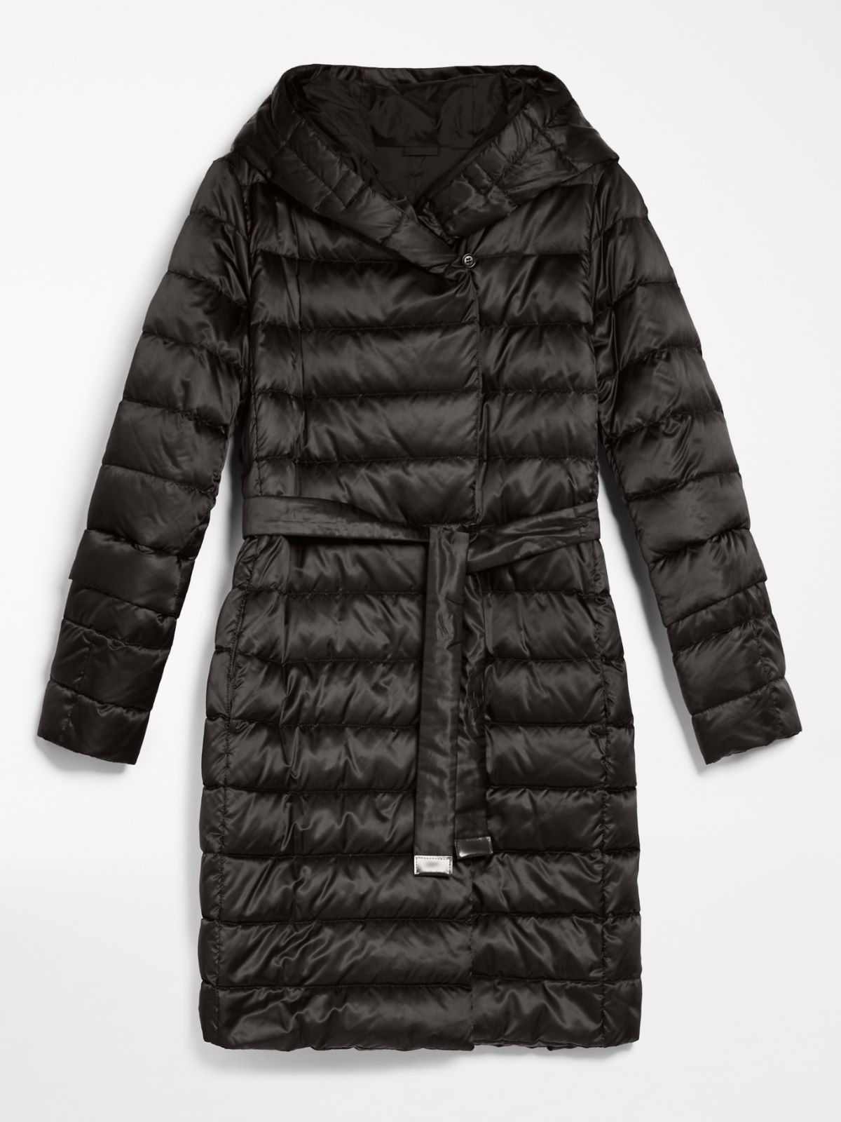 Reversible down jacket in water-repellent satin